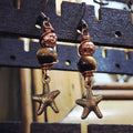 Tigers Eye & Copper Plated Lava Starfish Earrings