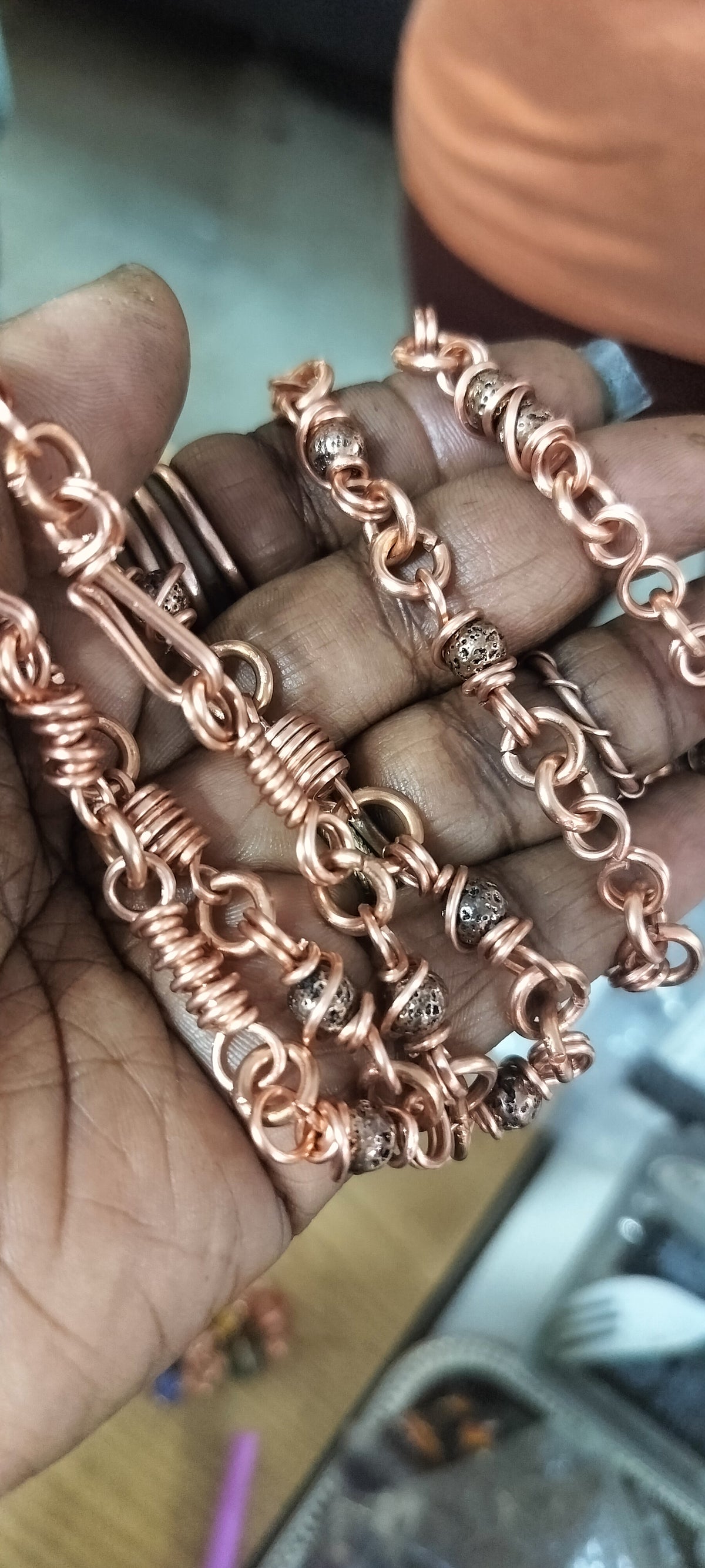 Copper Link Waistbeads custom made Ft Lauderdale at Enchanted Jewelz Empire Black owned Metaphysical family friendly business 
