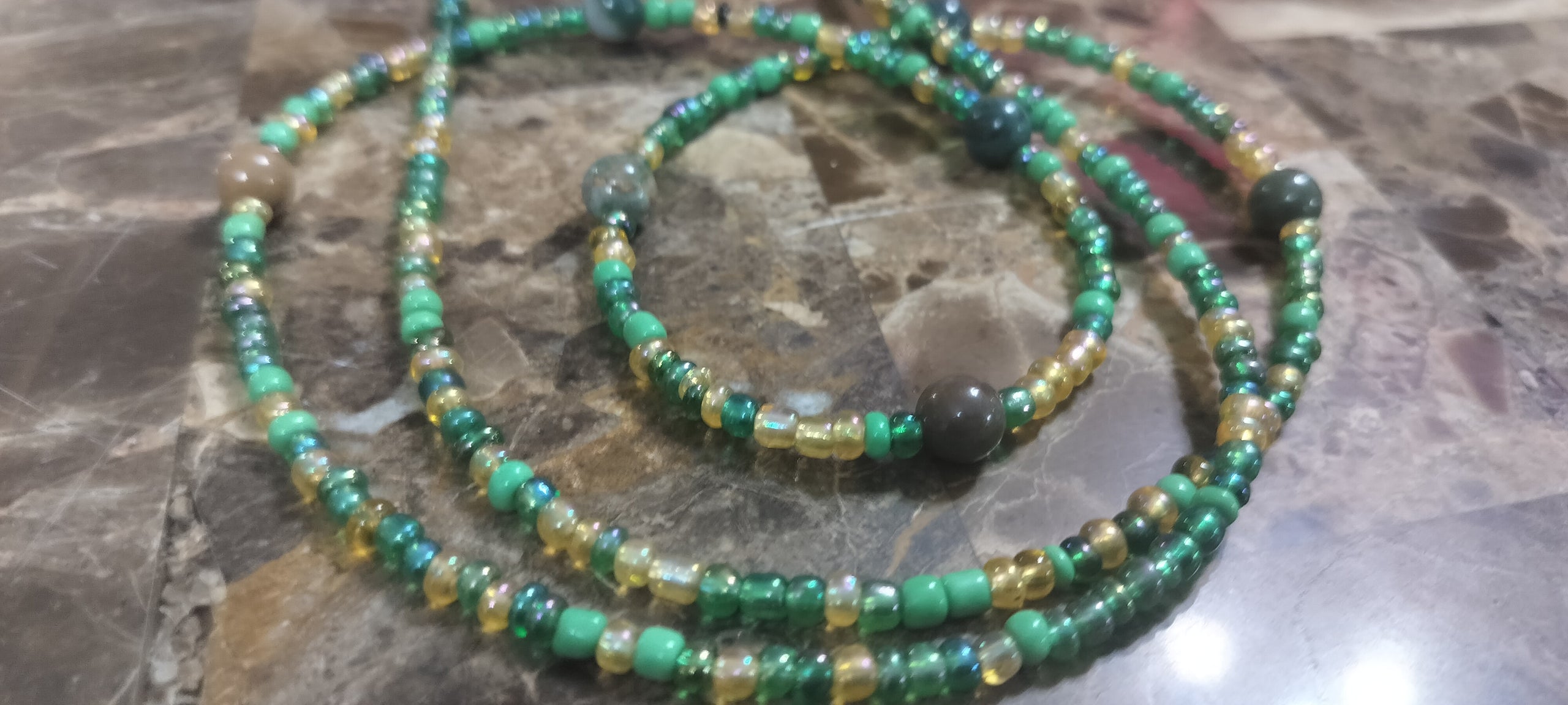Green Agate Green Waistbead