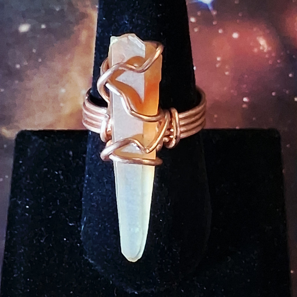Extra Large Crystal Gemstone copper rings