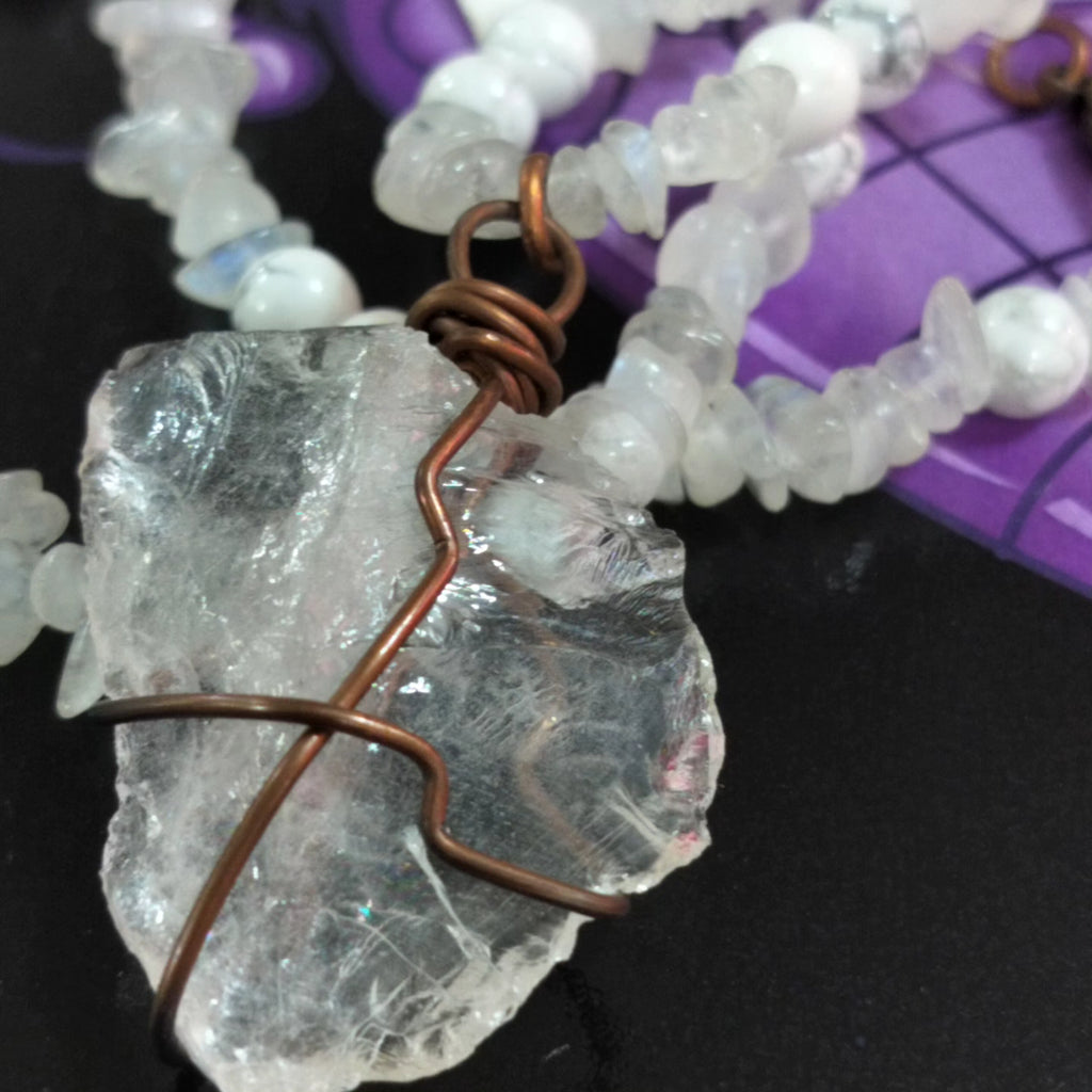 Moonstone Howlite & Quartz Necklace