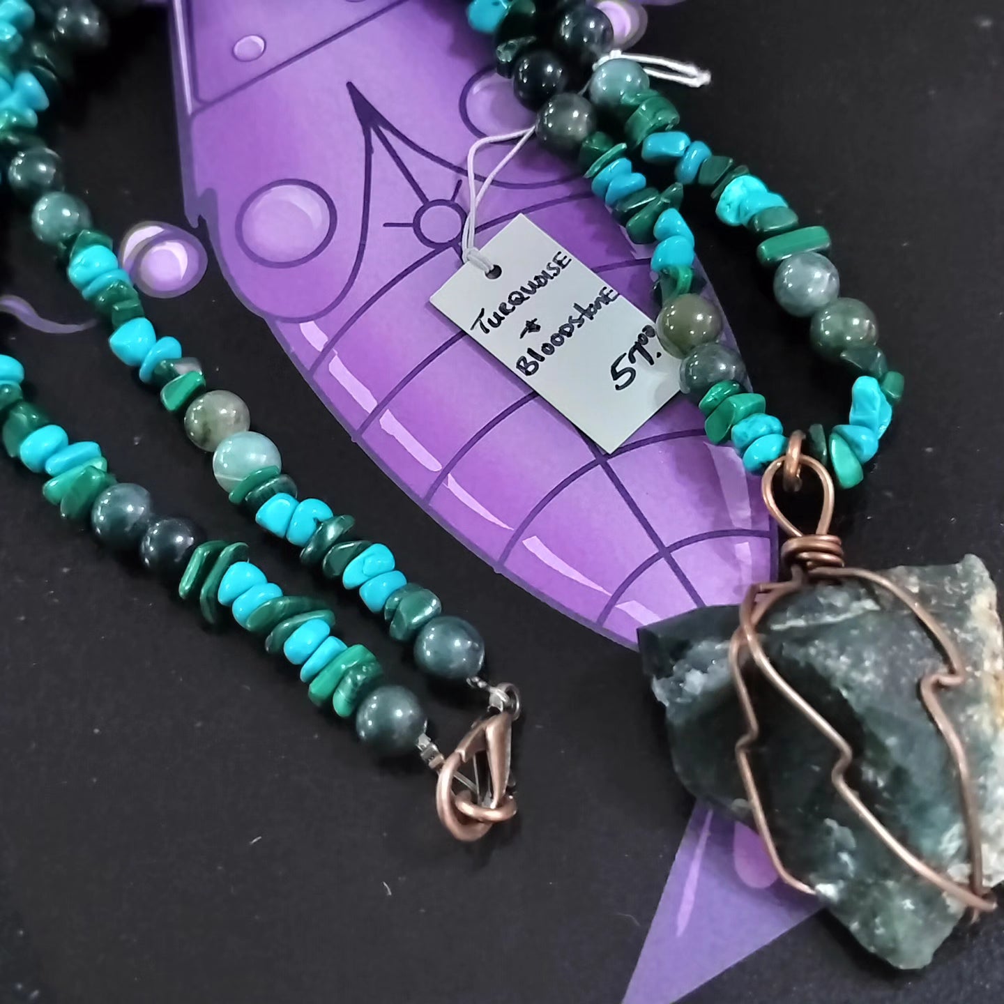 Turquoise, Malachite and Bloodstone Necklace