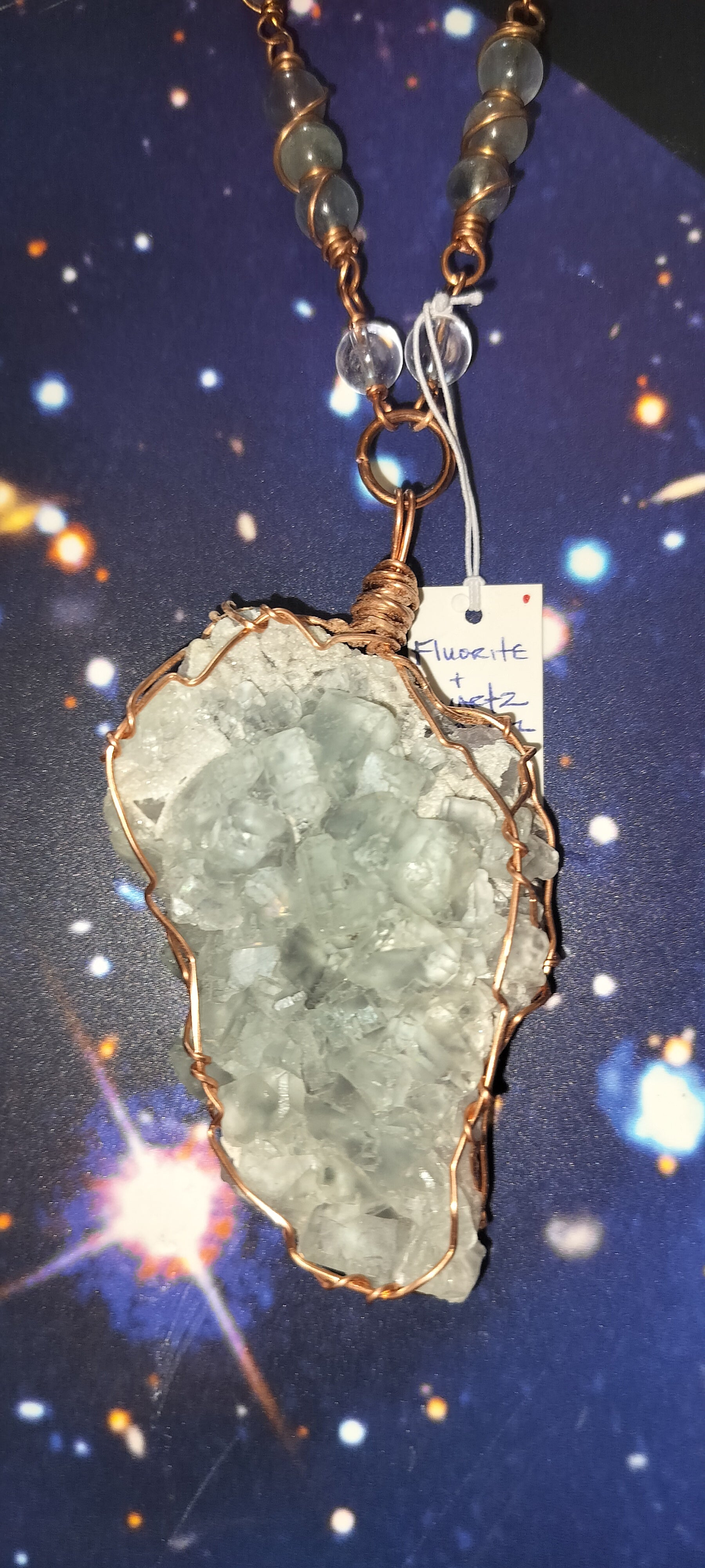 Large Fluorite Copper Links Necklace