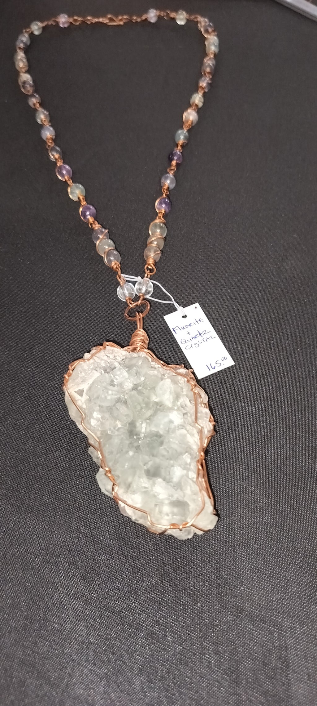 Large Fluorite Copper Links Necklace