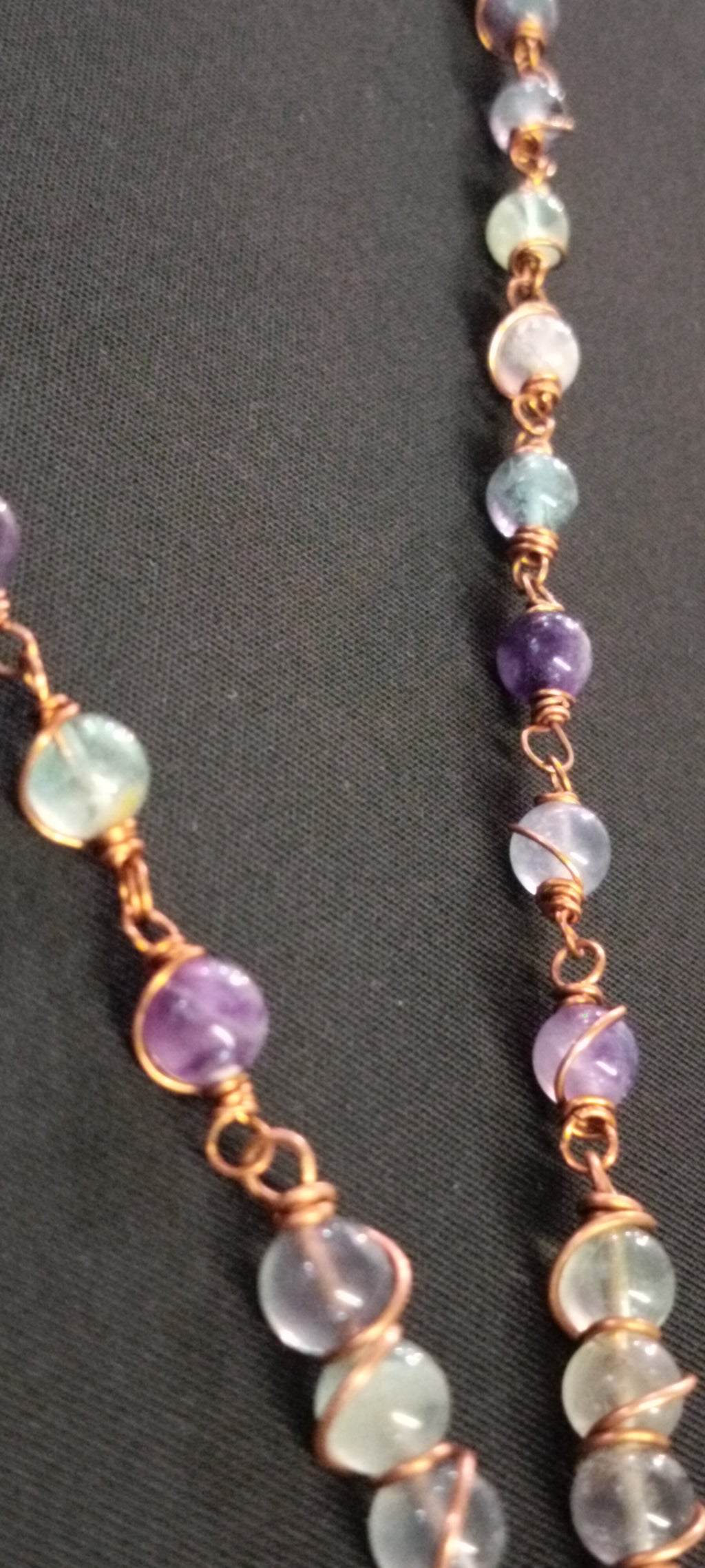 Rainbow FLUORITE copper necklace 