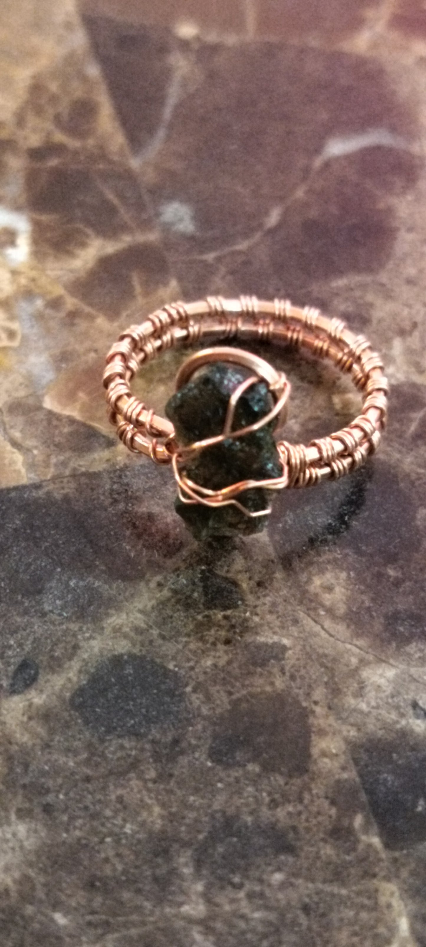 Moldavite Ring Copper