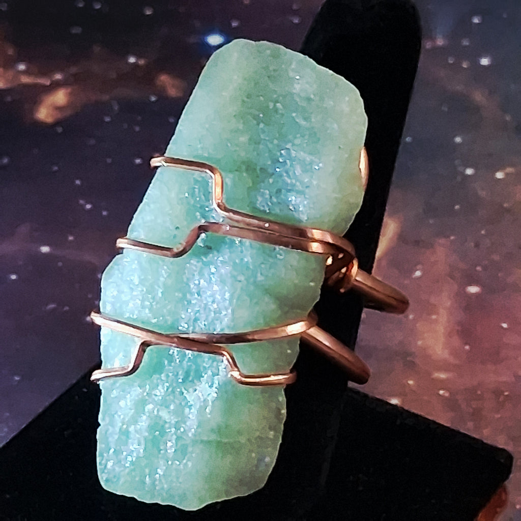 Extra Large Crystal Gemstone copper rings