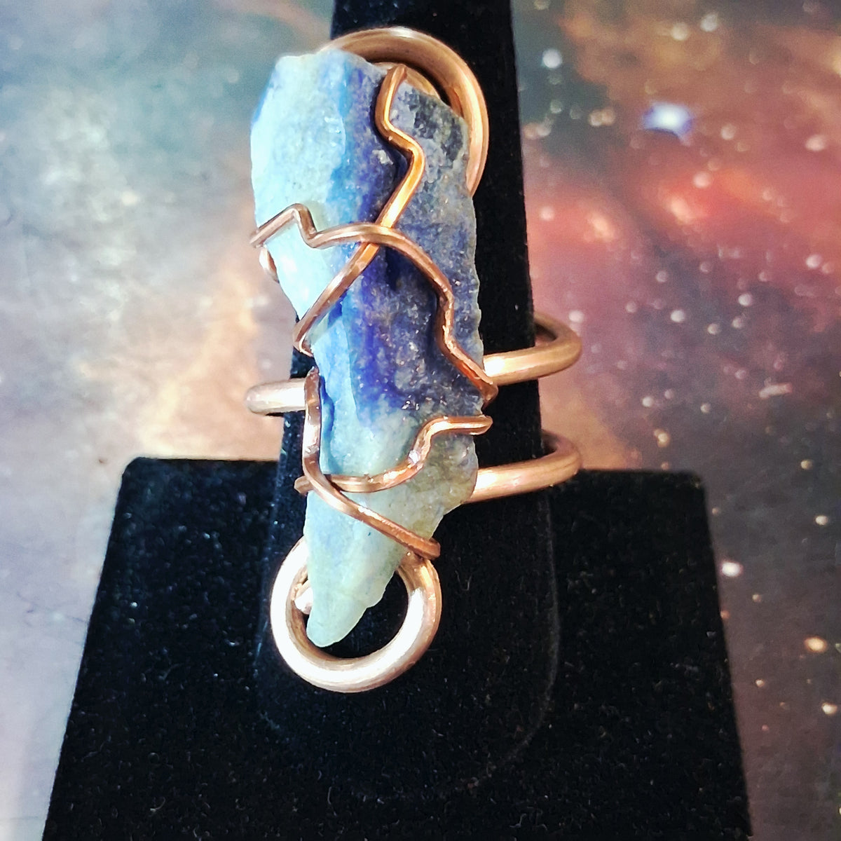 Extra Large Crystal Gemstone copper rings