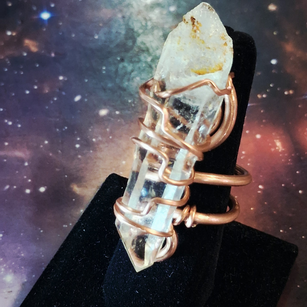 Extra Large Crystal Gemstone copper rings