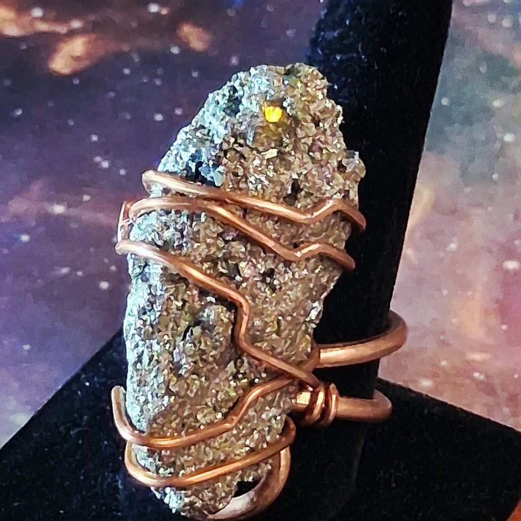 Extra Large Crystal Gemstone copper rings
