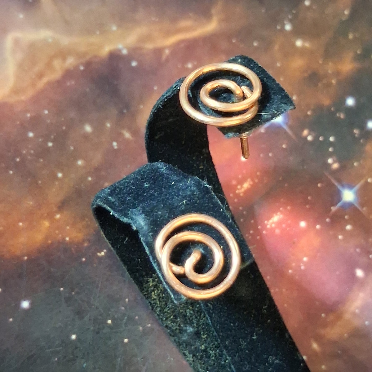 Copper Spiral Stud Earrings 10mm