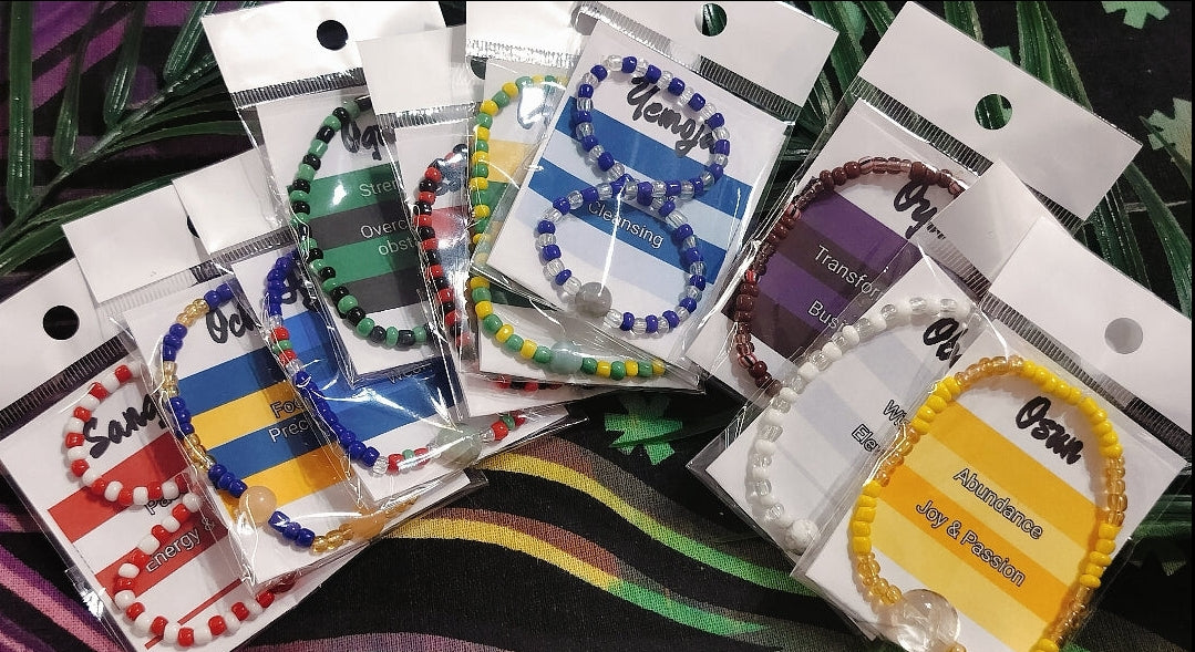 Wholesale Orisha Bracelets with Affirmation cards
Black owned Metaphysical business, wholesale jewelry