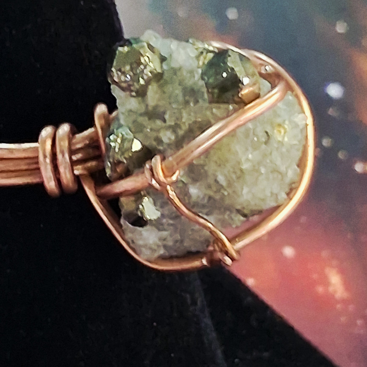 Pyrite Cubes in Matrix copper ring