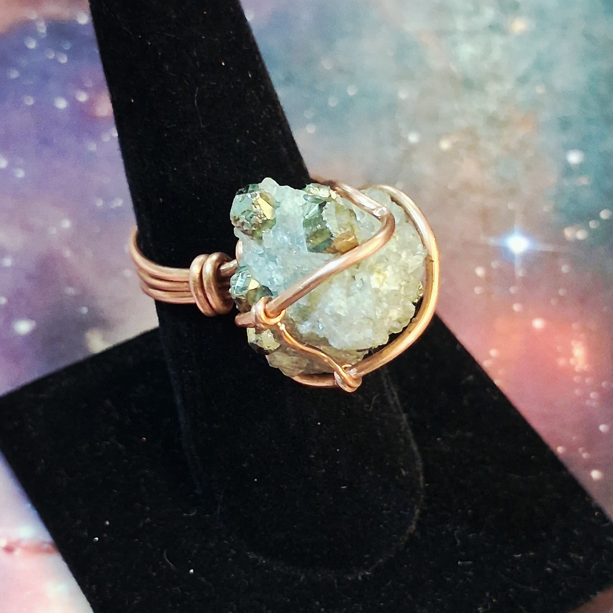 Pyrite Cubes in Matrix copper ring