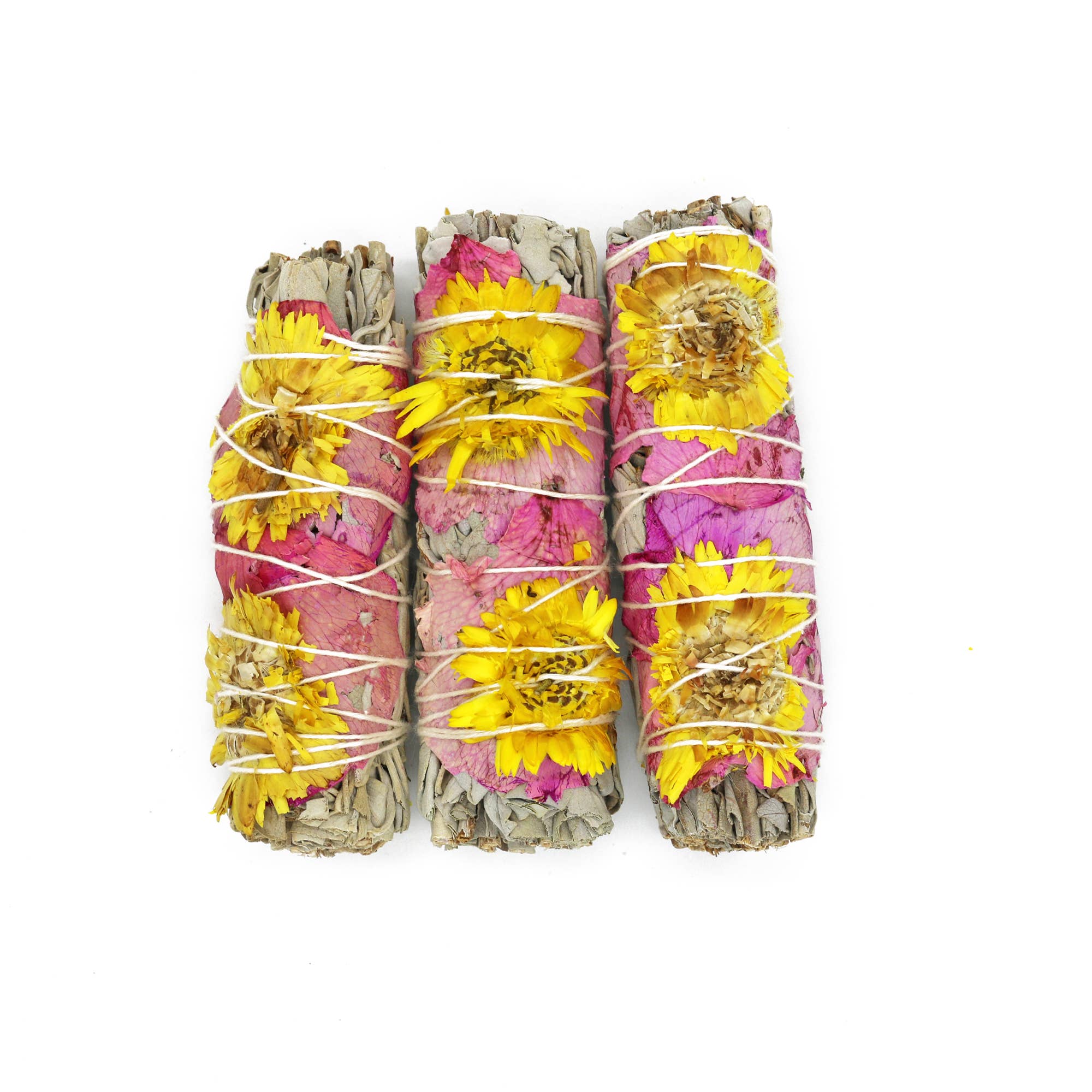 White Sage Smudge Stick, LOVE Roses & Sunflowers | 4 in.at Enchanted Jewelz Empire Metaphysical Store in Ft Lauderdale South Florida Broward