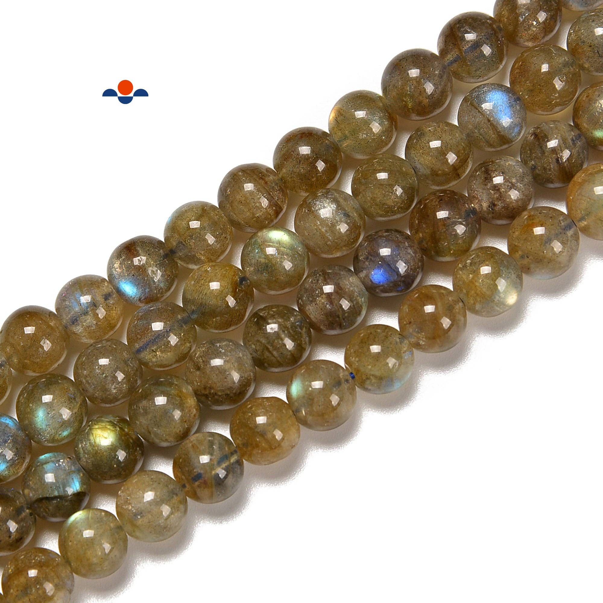 Natural Golden Labradorite 8mm Round Beads 15.5'' Strand: 4.5-5mm