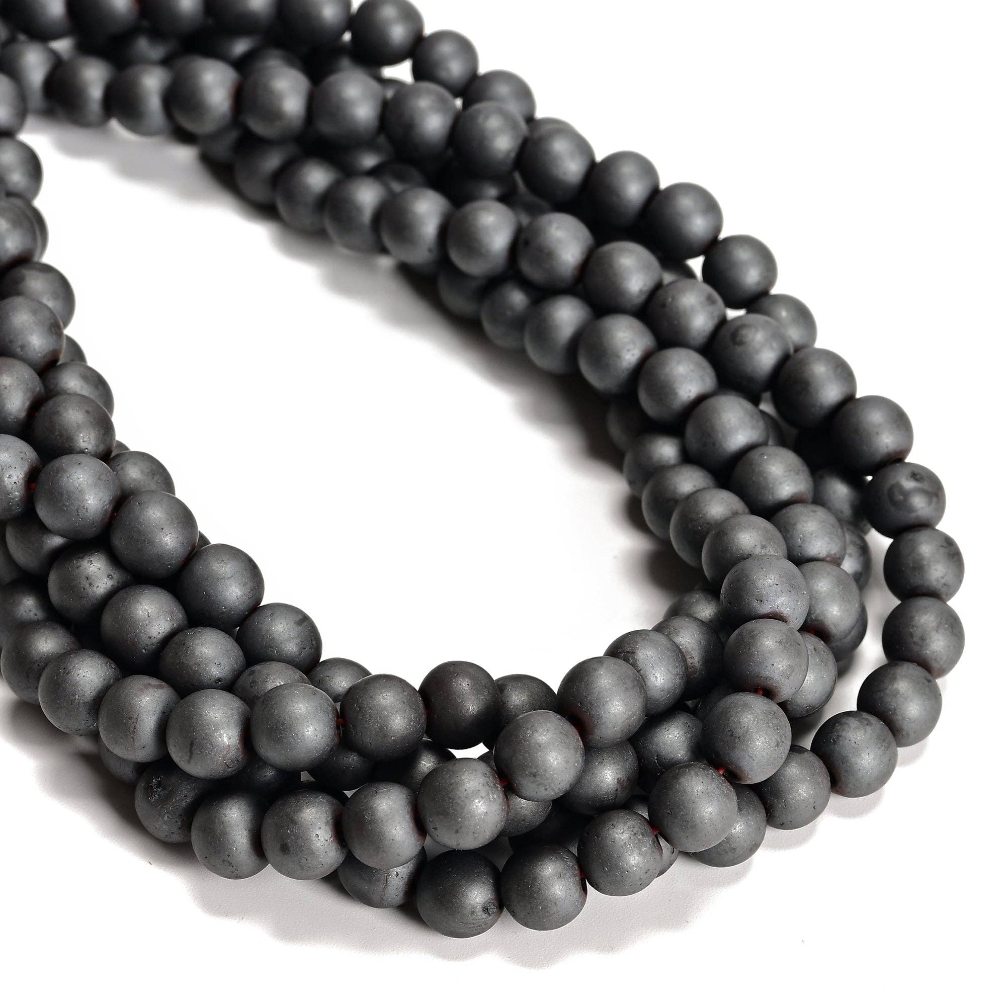 Gray Hematite Matte Round Beads 15.5" Strand: 8mm