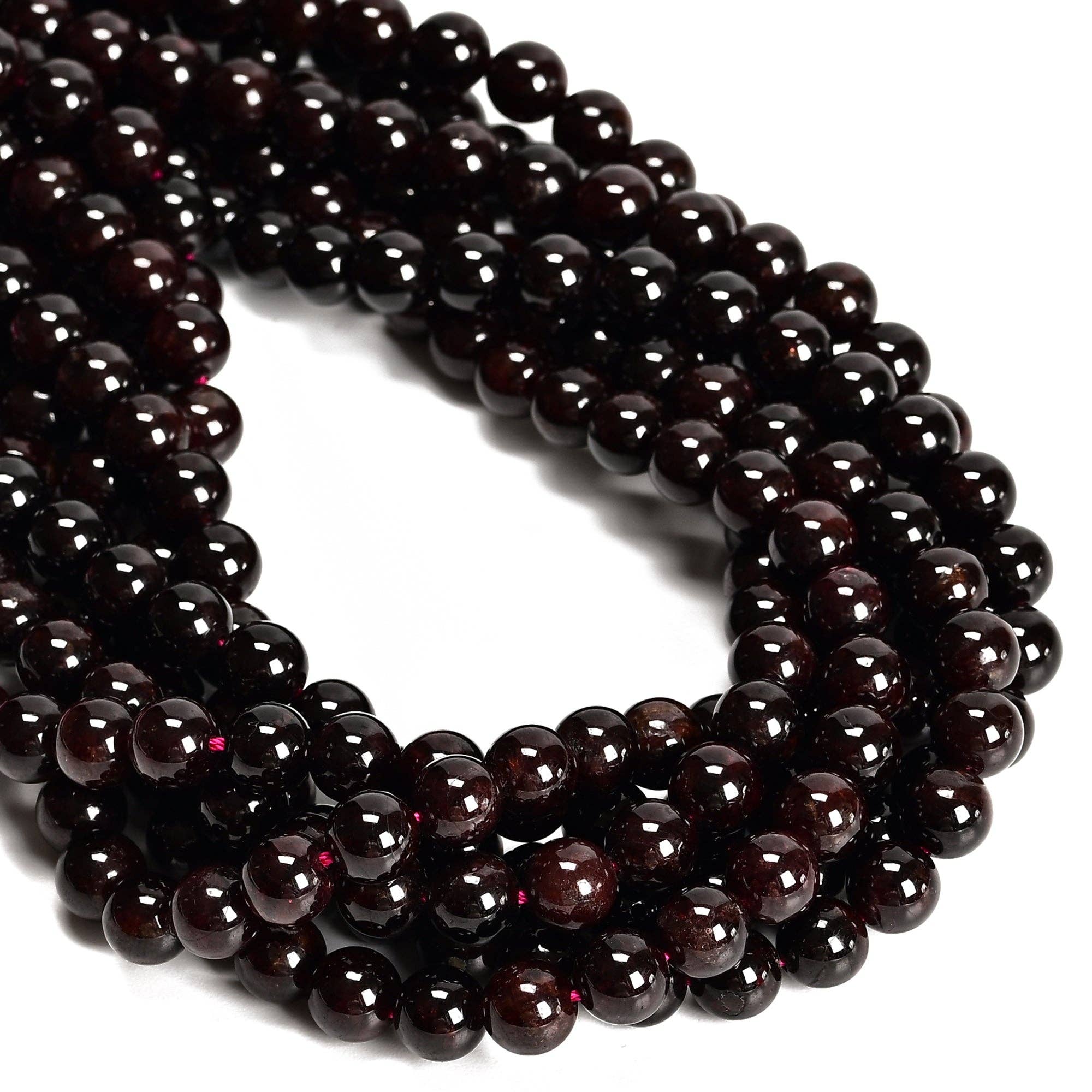 Red Garnet Round Beads 15.5" Strand: 7.5-8mm