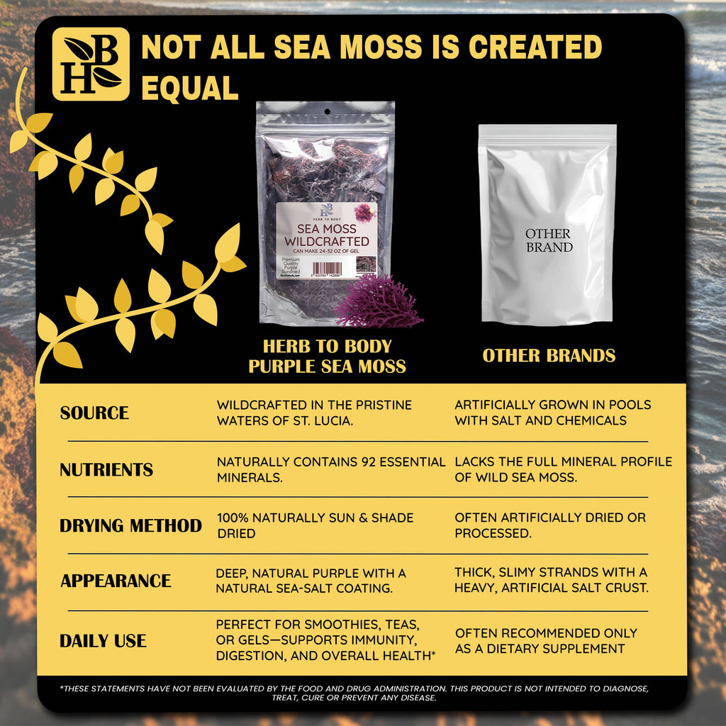 Wildcrafted Purple Sea Moss from Caribbean - 4oz 5 month supply