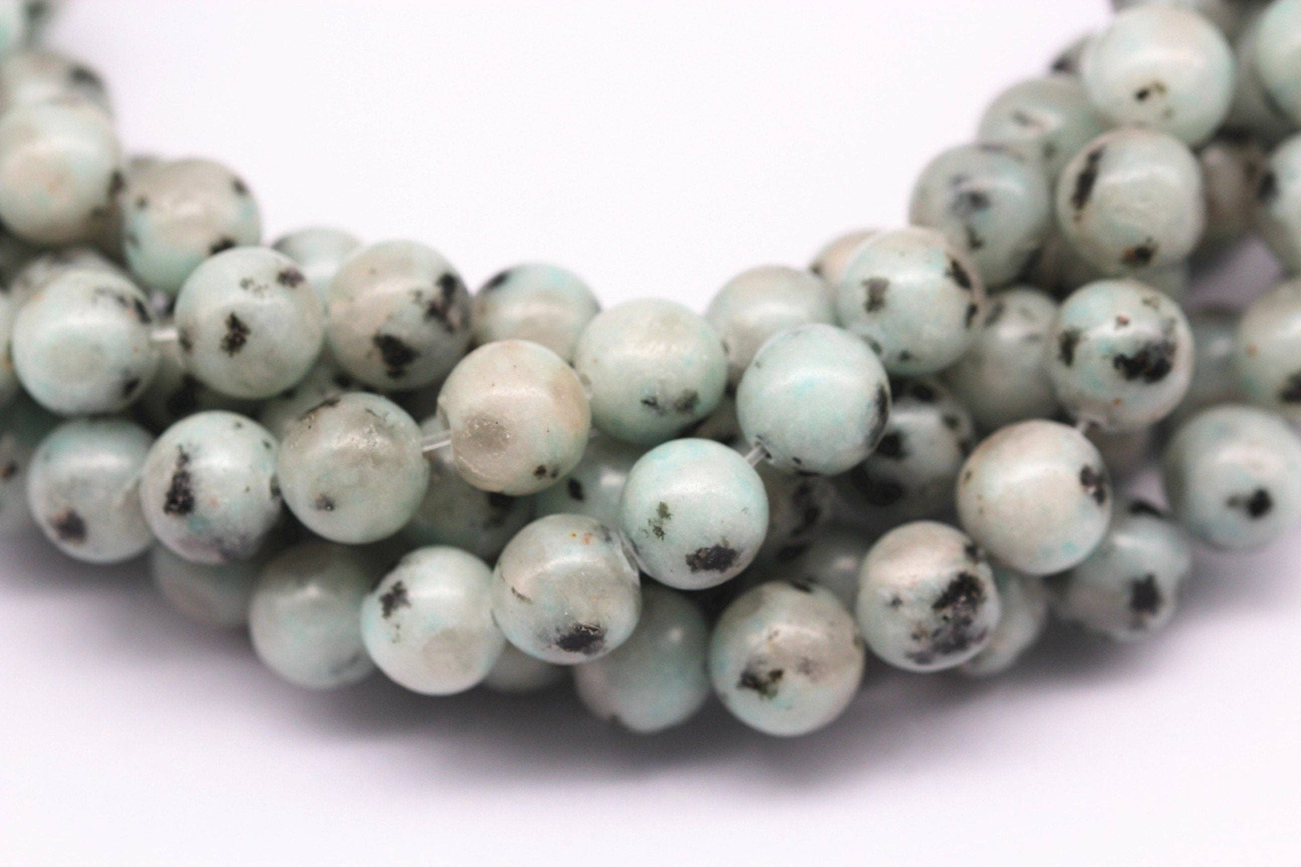 Sesame Kiwi Jasper Smooth Round Beads 4mm 6mm 8mm 10mm 15.5" Strand: 8mm