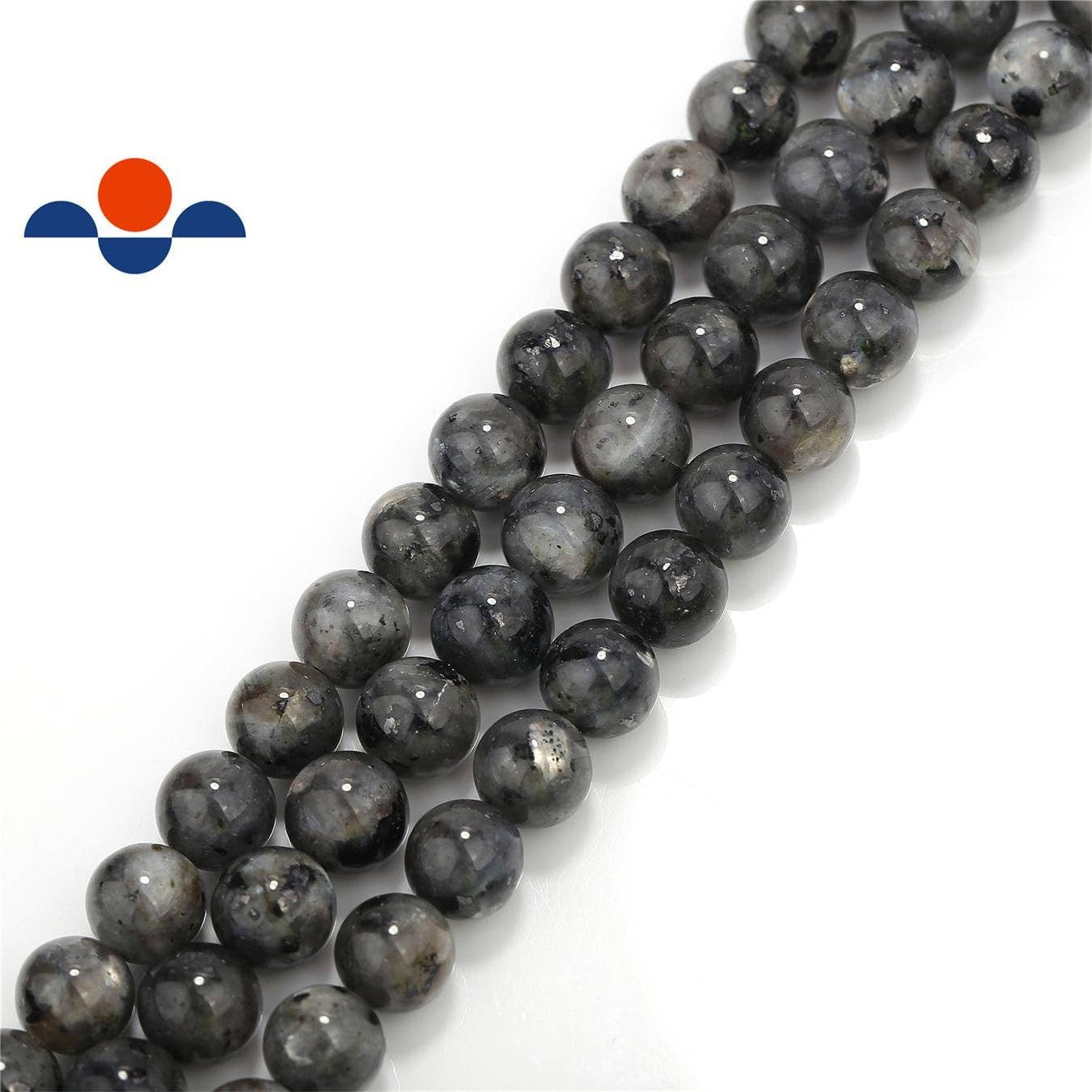 Larvikite Labradorite Round Beads  15.5" Strand: 8mm
