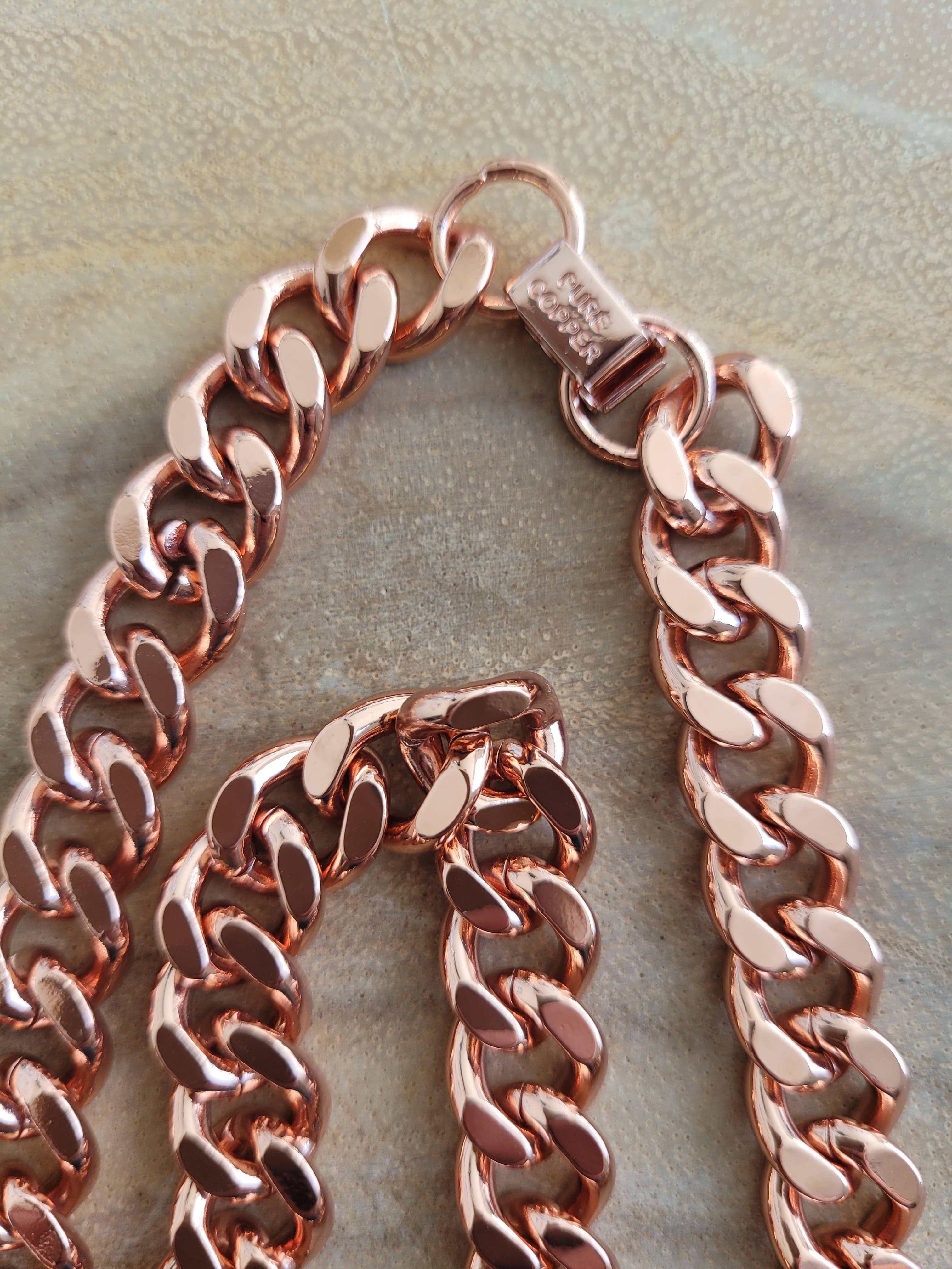 Solid Copper Cuban Chain Curb Link 24" Heavy Necklace