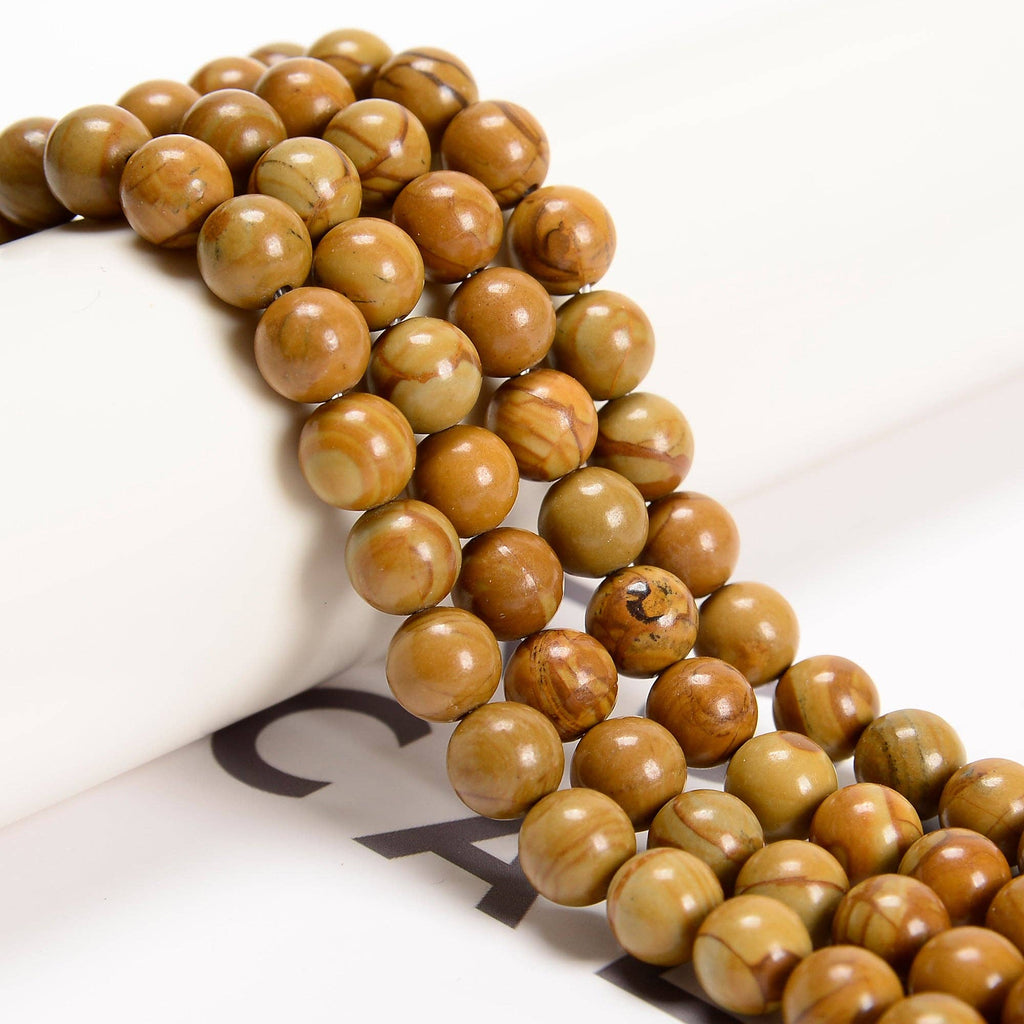 Wood Grain Jasper Round Beads 15.5'' Strand: 8mm