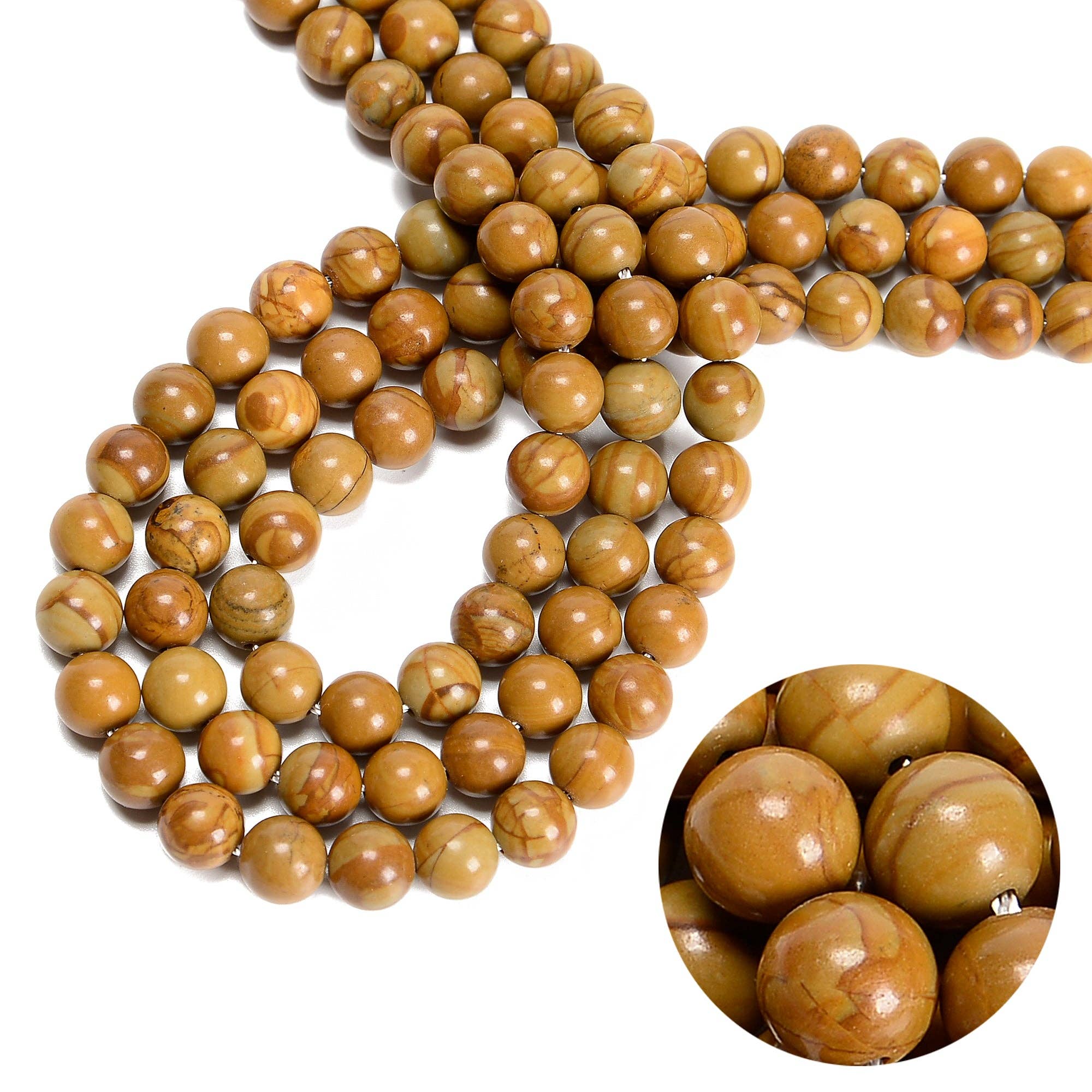Wood Grain Jasper Round Beads 15.5'' Strand: 8mm