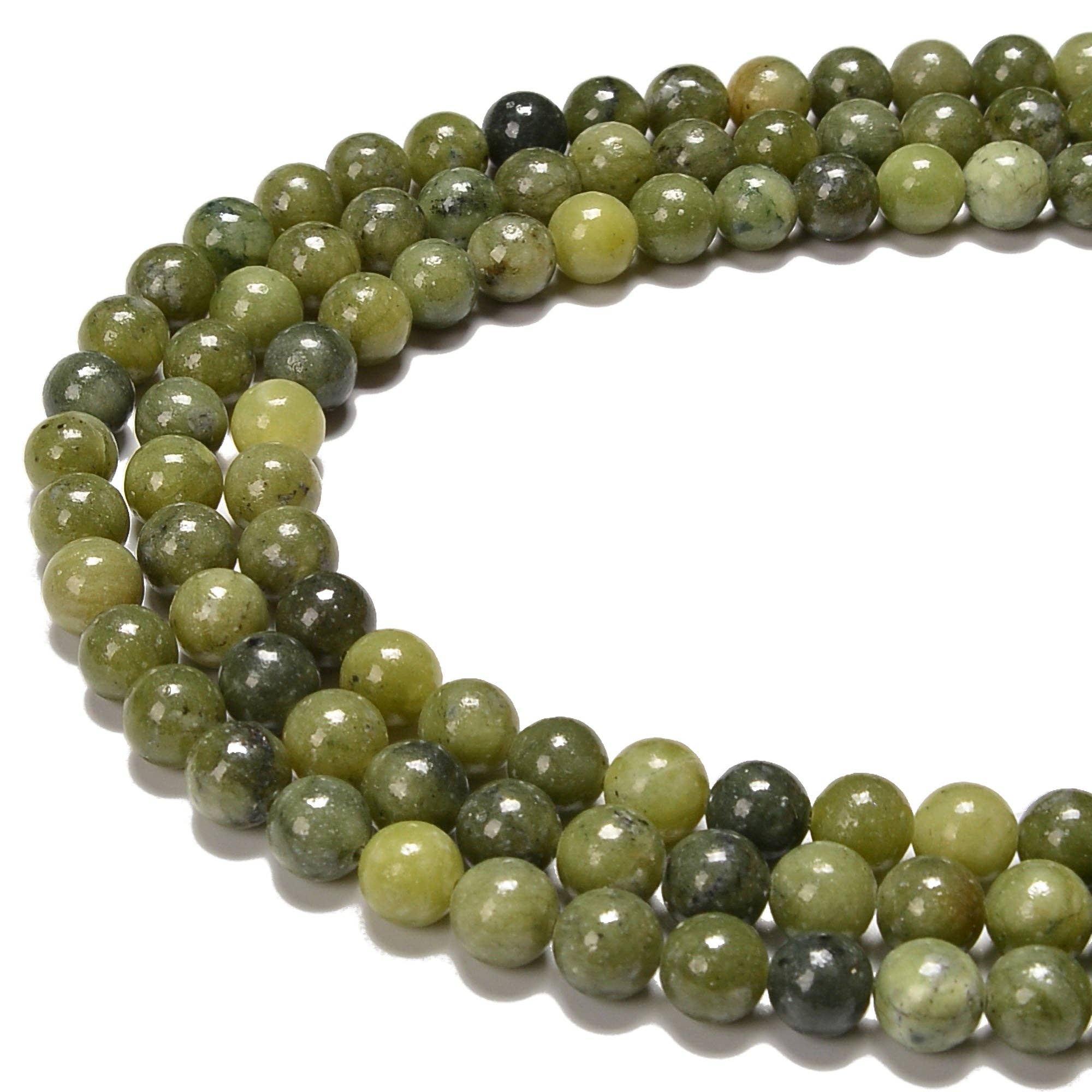 Natural Chinese Green Jade Round Beads 15.5'' Strand: 8mm