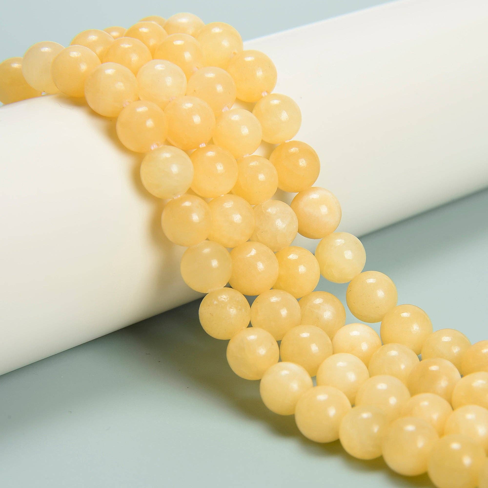 Yellow Jade Round Beads 15.5'' Strand: 8mm