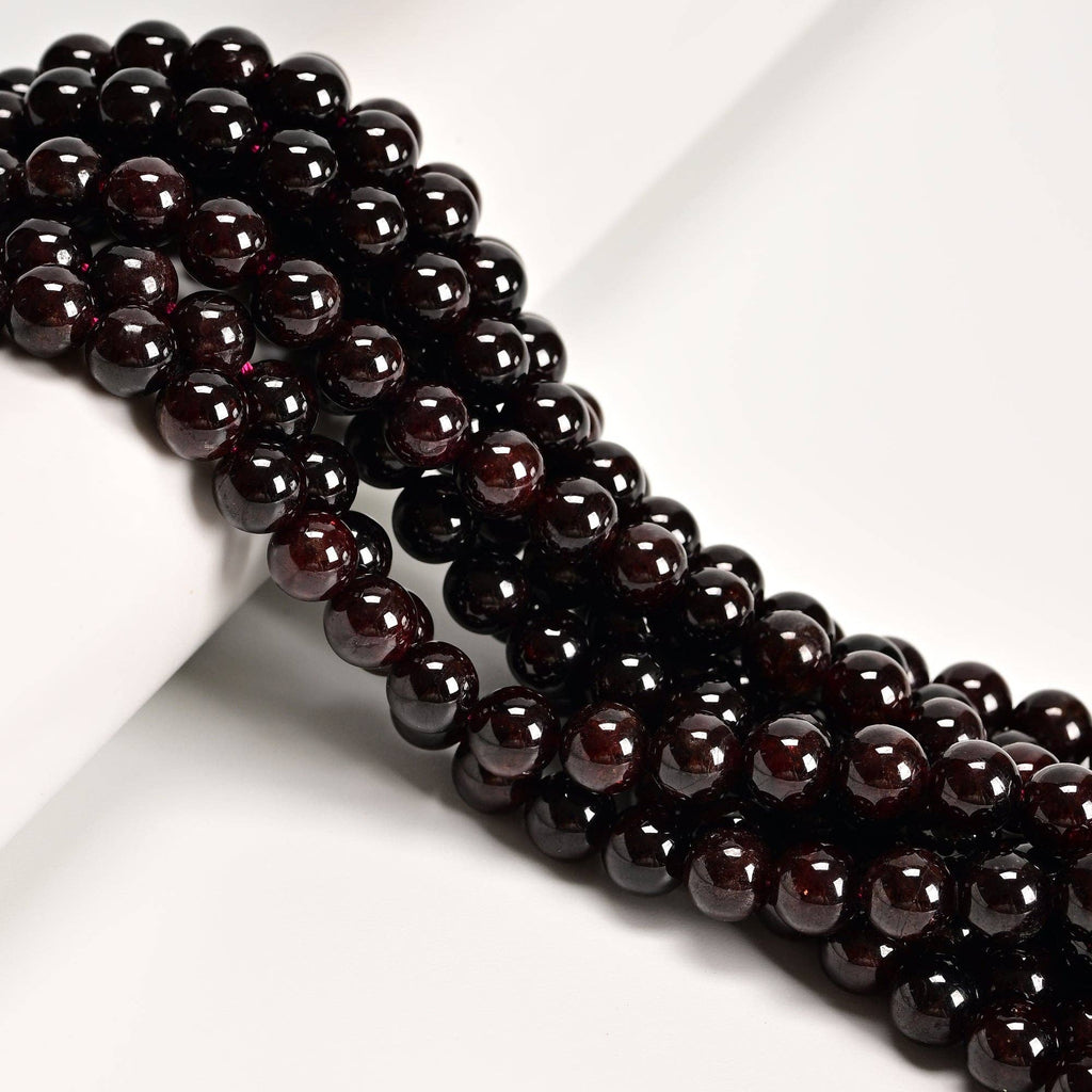 Red Garnet Round Beads 15.5" Strand: 7.5-8mm