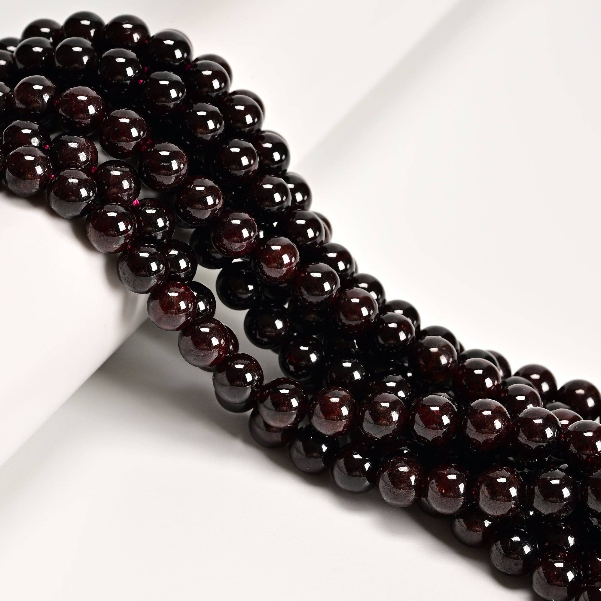 Red Garnet Round Beads 15.5" Strand: 7.5-8mm