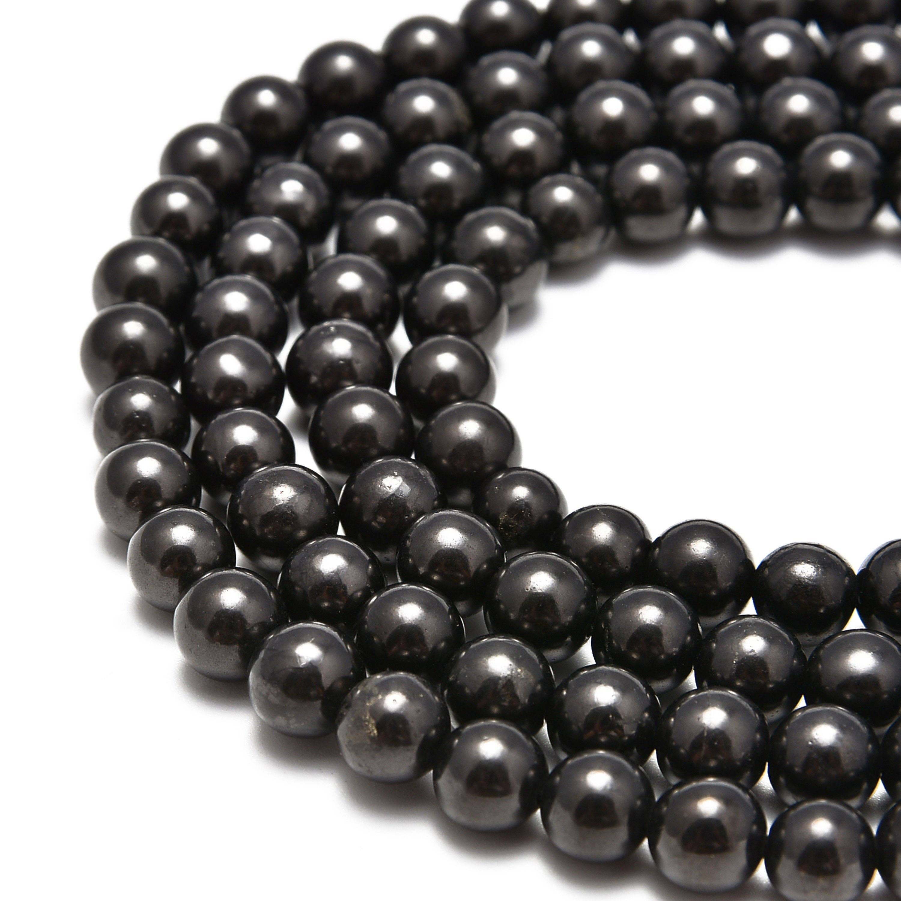 Natural Shungite 8mm Round Beads 15.5" Strand