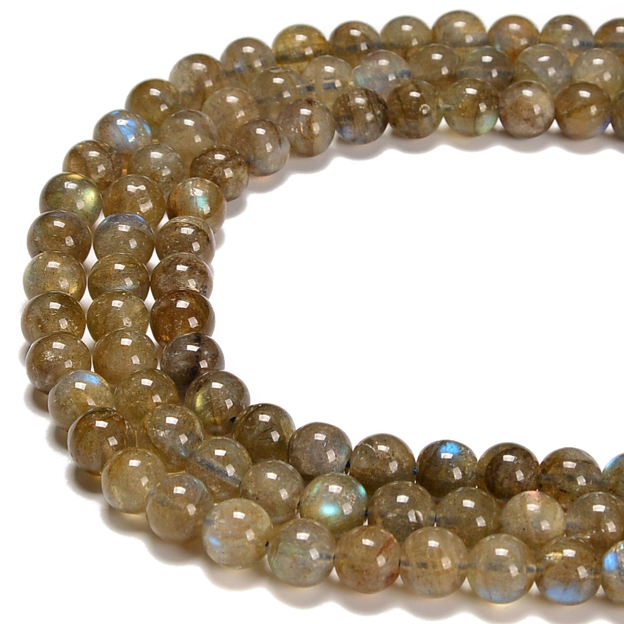 Natural Golden Labradorite 8mm Round Beads 15.5'' Strand: 4.5-5mm