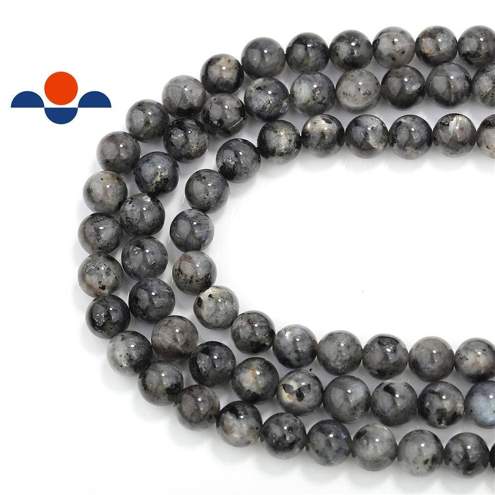 Larvikite Labradorite Round Beads  15.5" Strand: 8mm