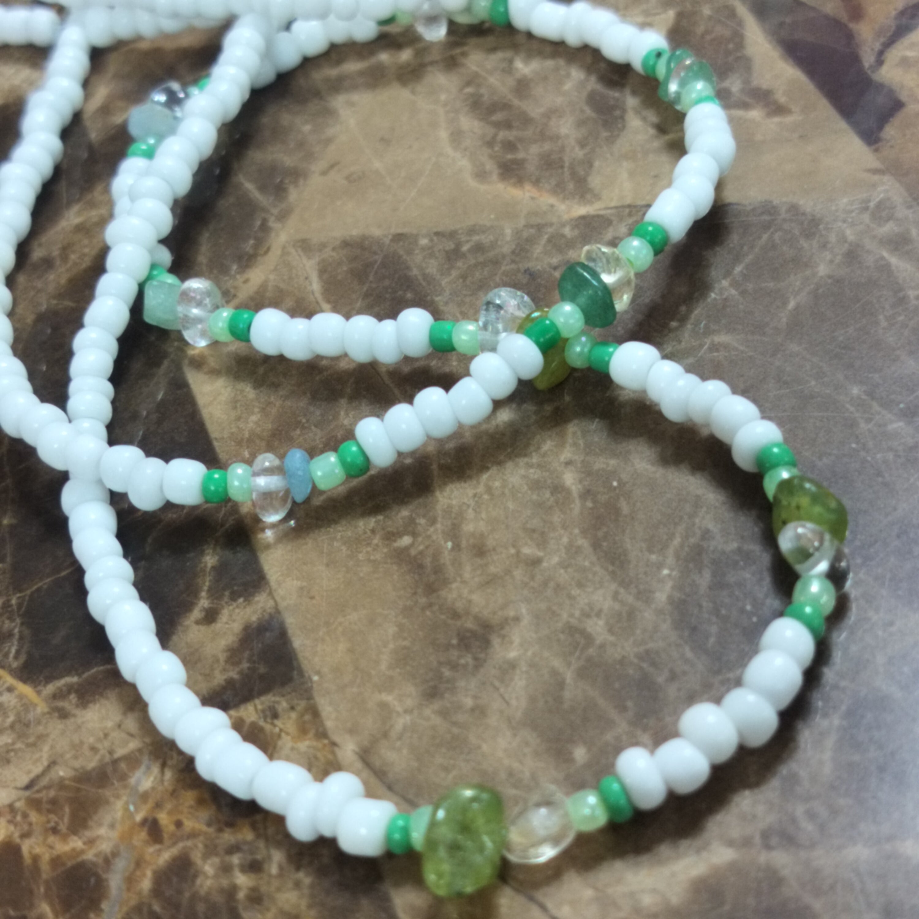 Wealth Crystals white Waistbeads