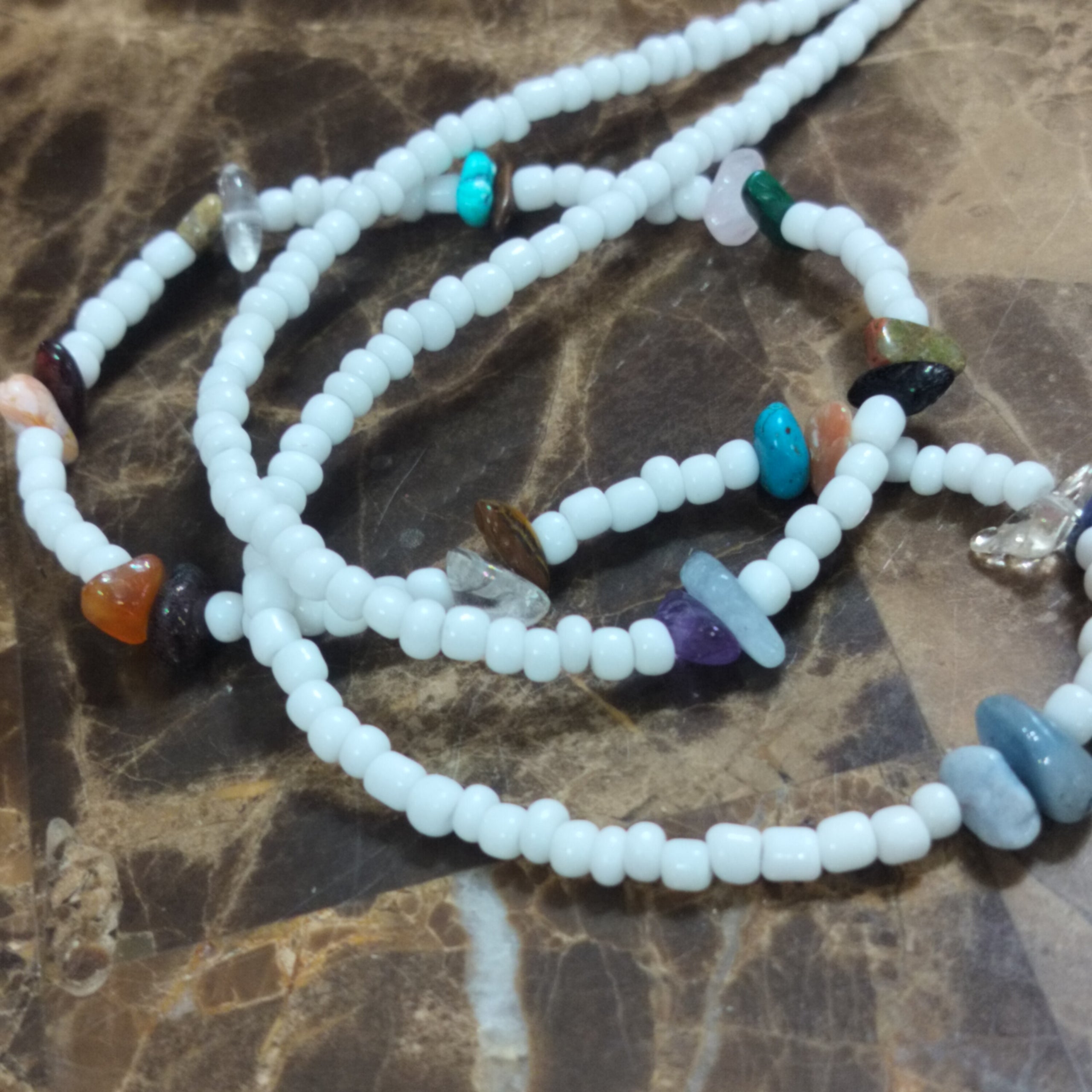 Multi Stones white Waistbeads
