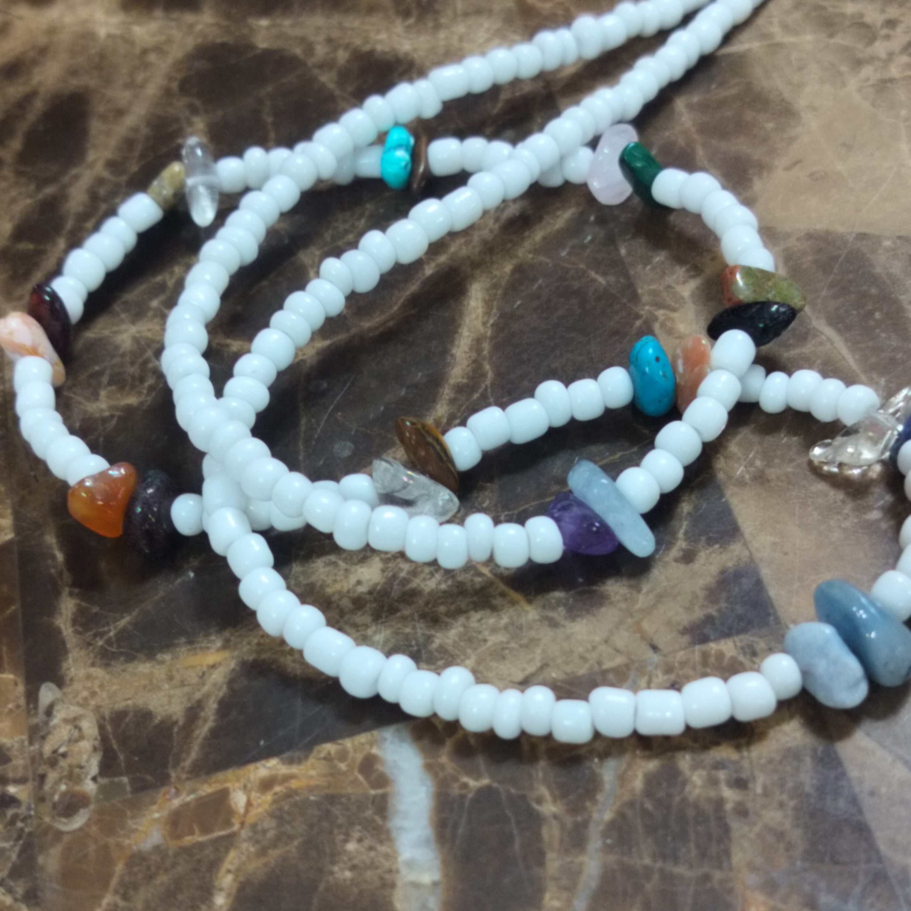 Multi Stones white Waistbeads