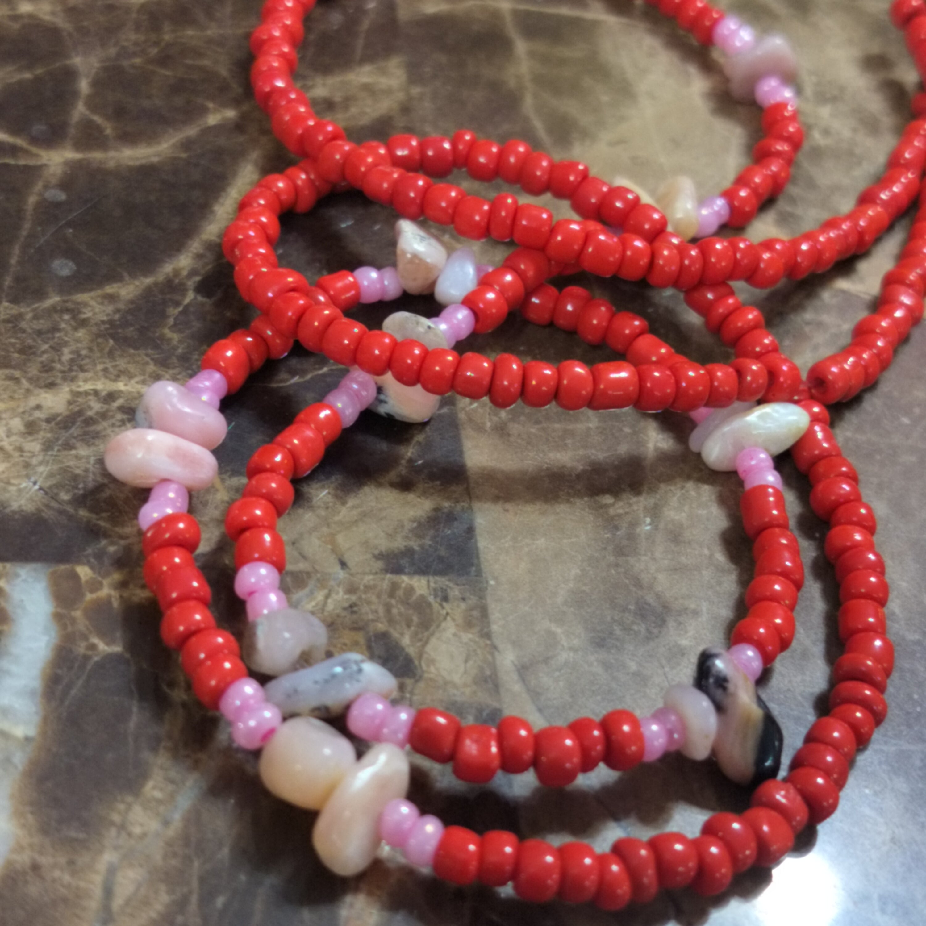 Pink Opal red Waistbeads