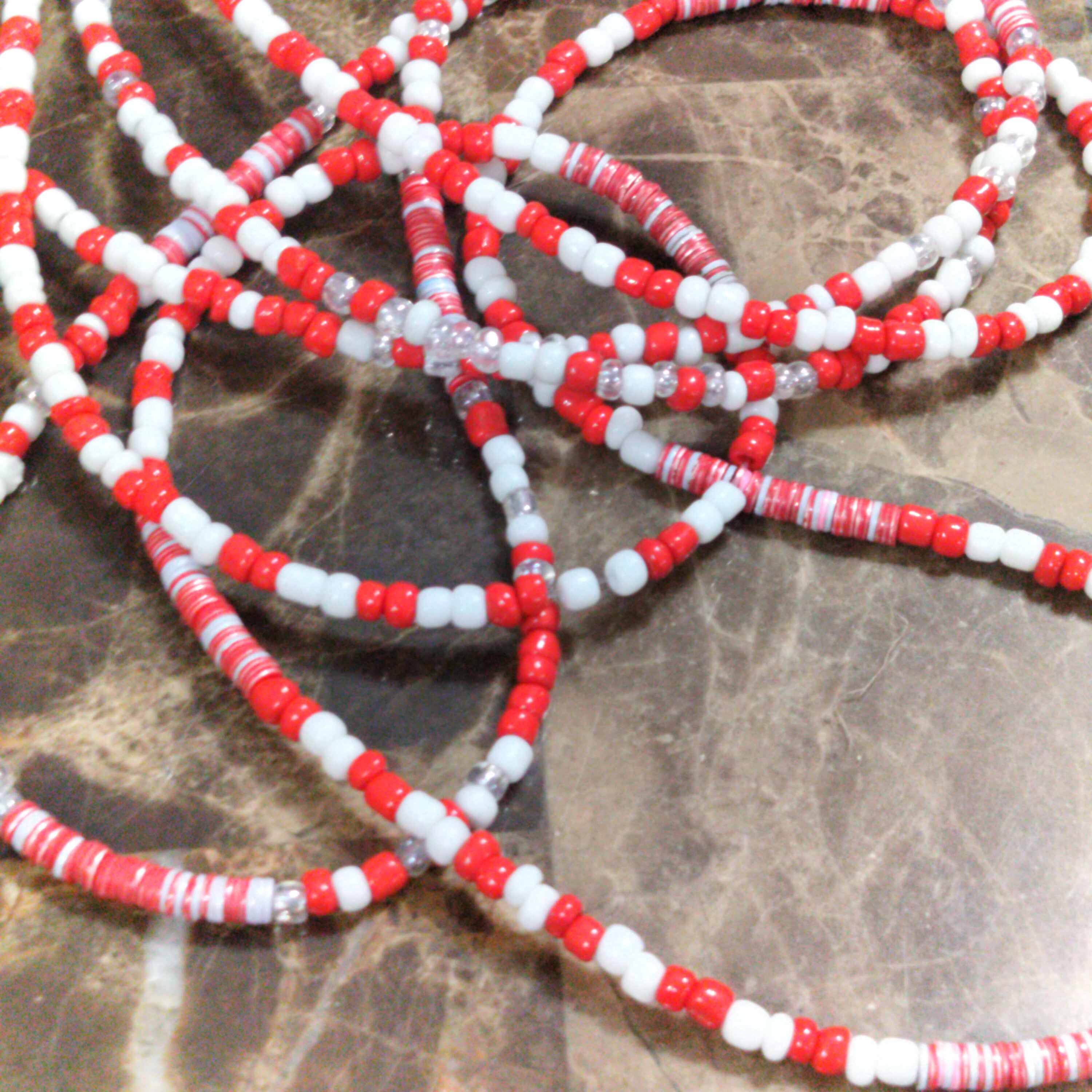 Red and White Waistbeads