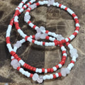 Rose Quartz Red and White Waistbeads