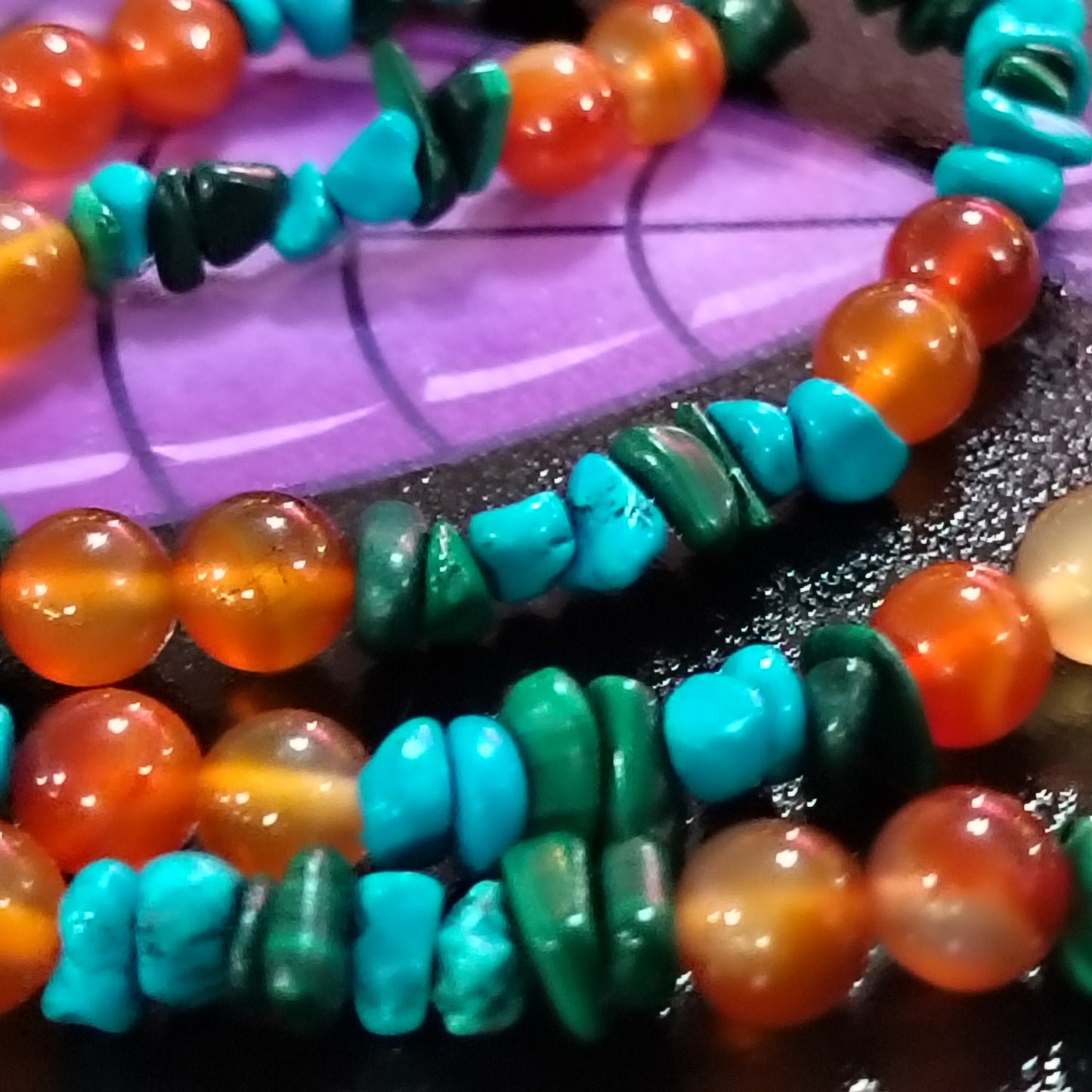 Turquoise, Malachite & Carnelian Necklace