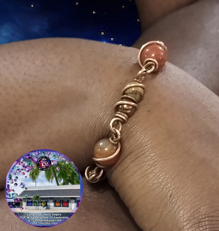 Custom Stones Copper Links Bracelet