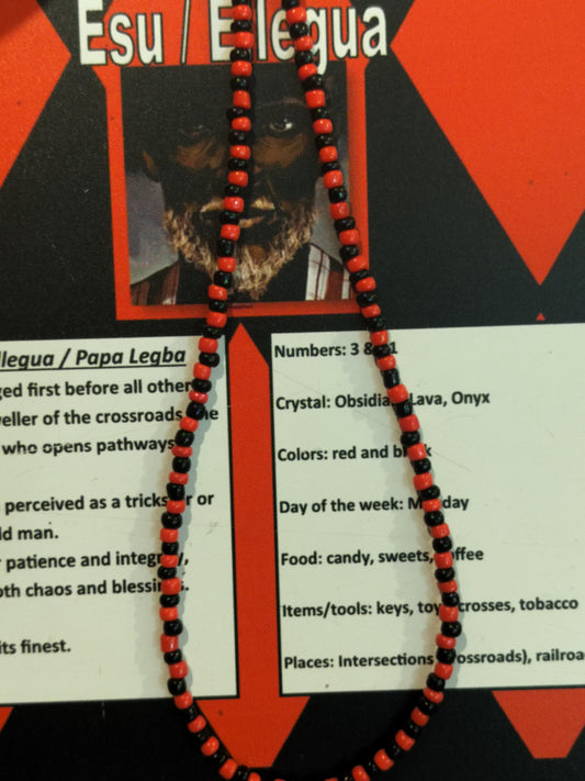 Orisa Eleke / necklace: ELEGGUA / ESU / PAPA LEGBA