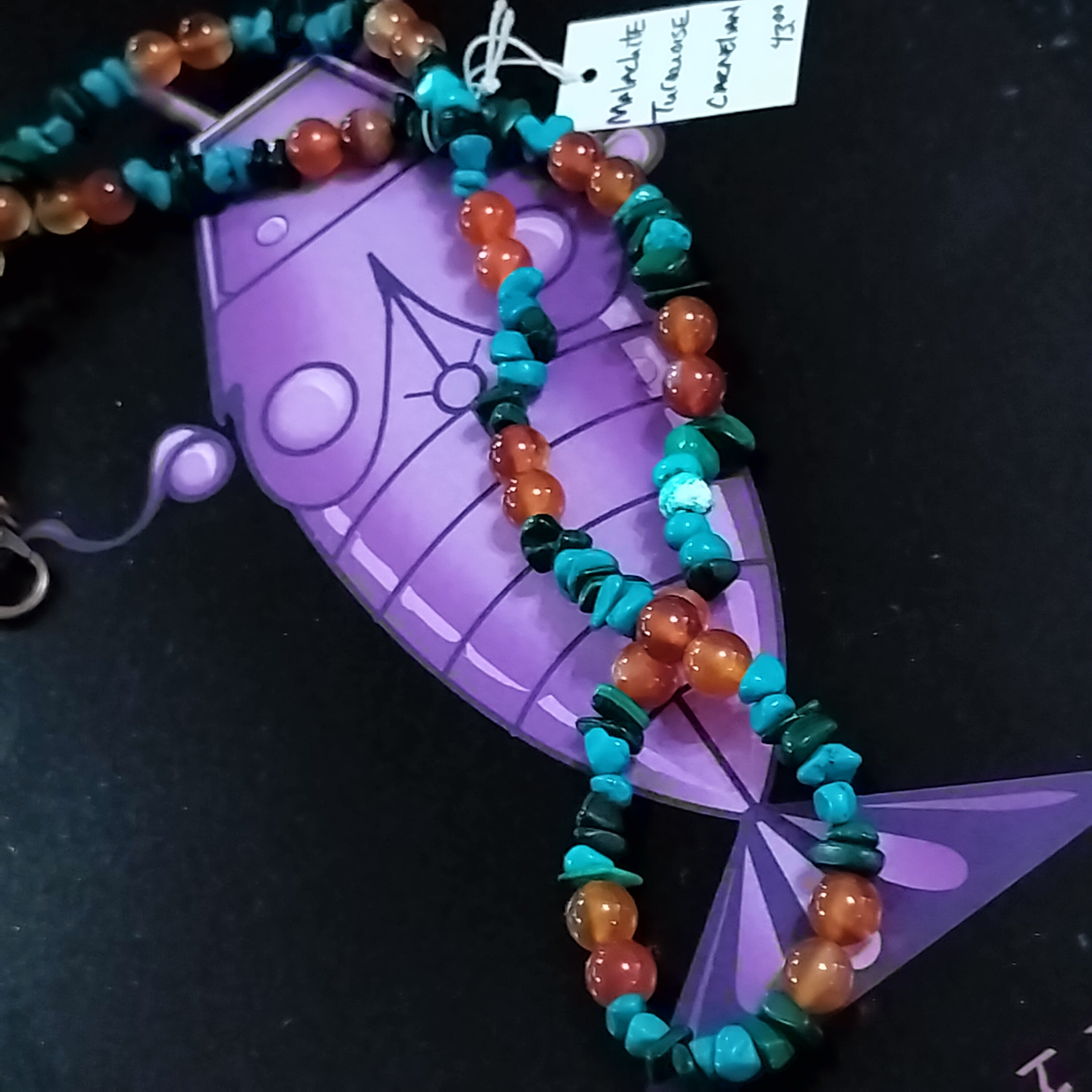 Turquoise, Malachite & Carnelian Necklace