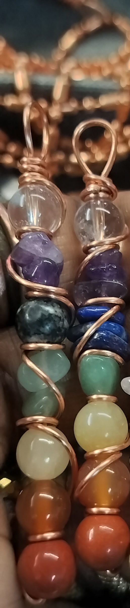 7 Chakra Necklace in Copper handmade in Ft Lauderdale South Florida Enchanted Jewelz Empire Black owned Metaphysical family friendly business 