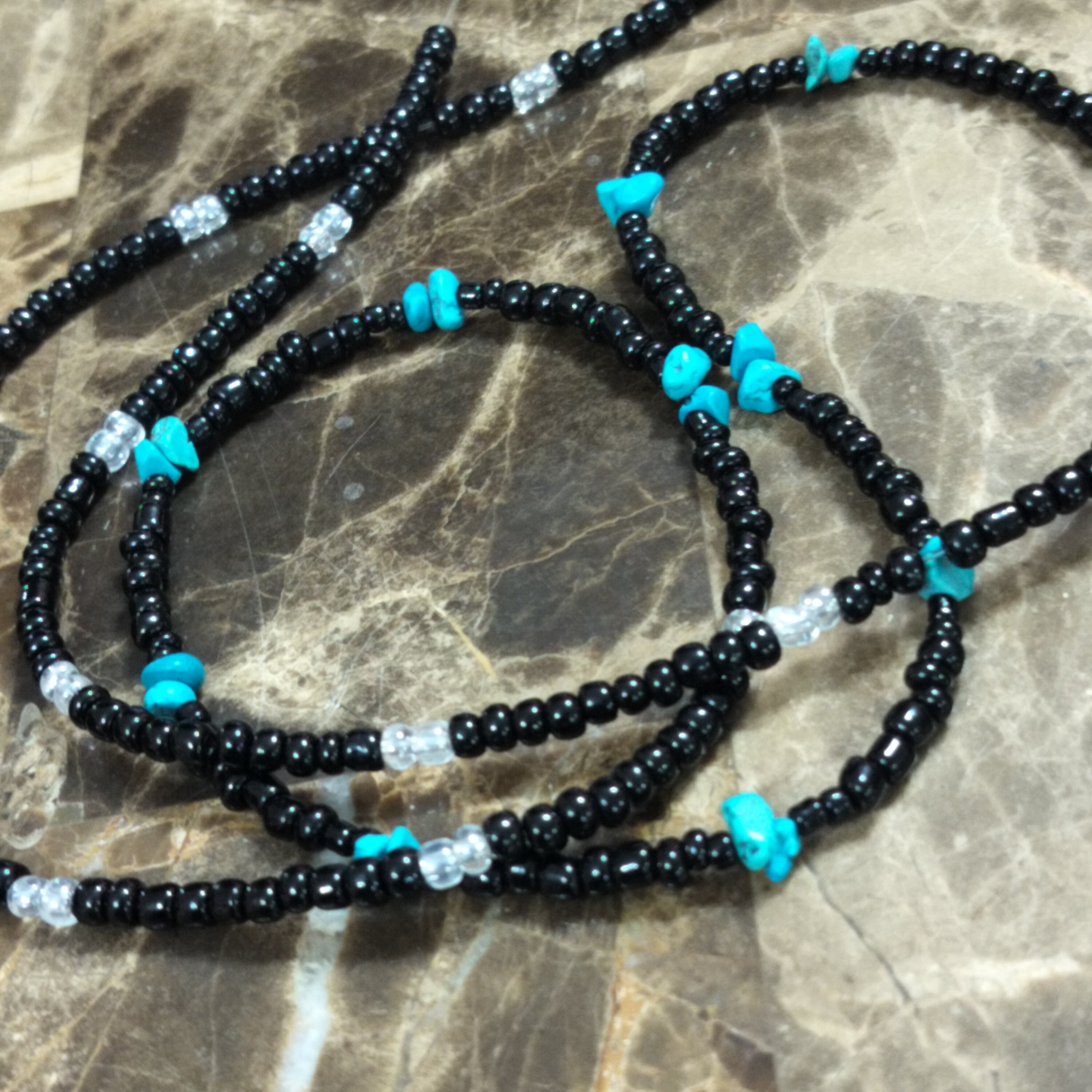 Turquoise Black Waistbeads