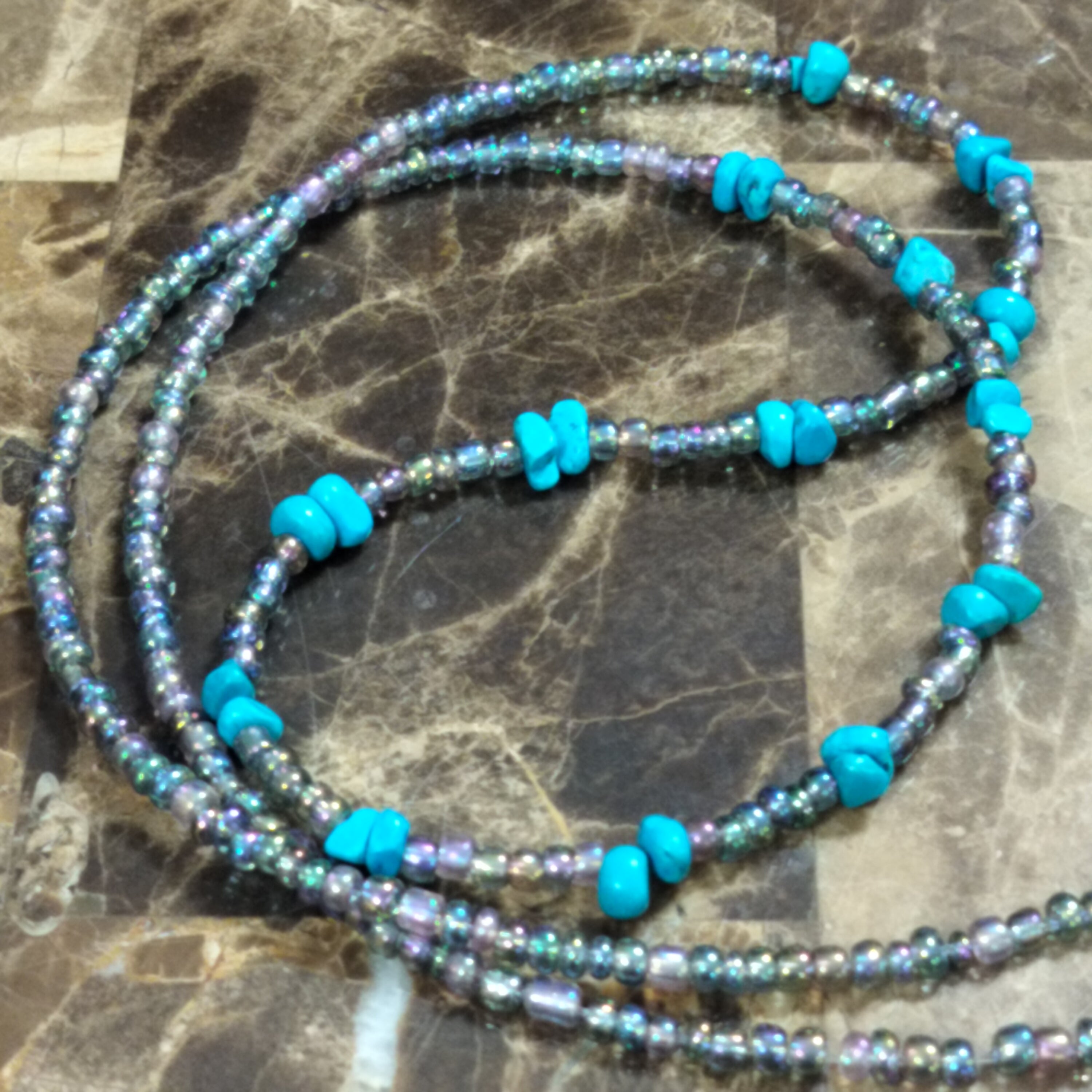 Turquoise on Mermaid Lavender Waistbeads