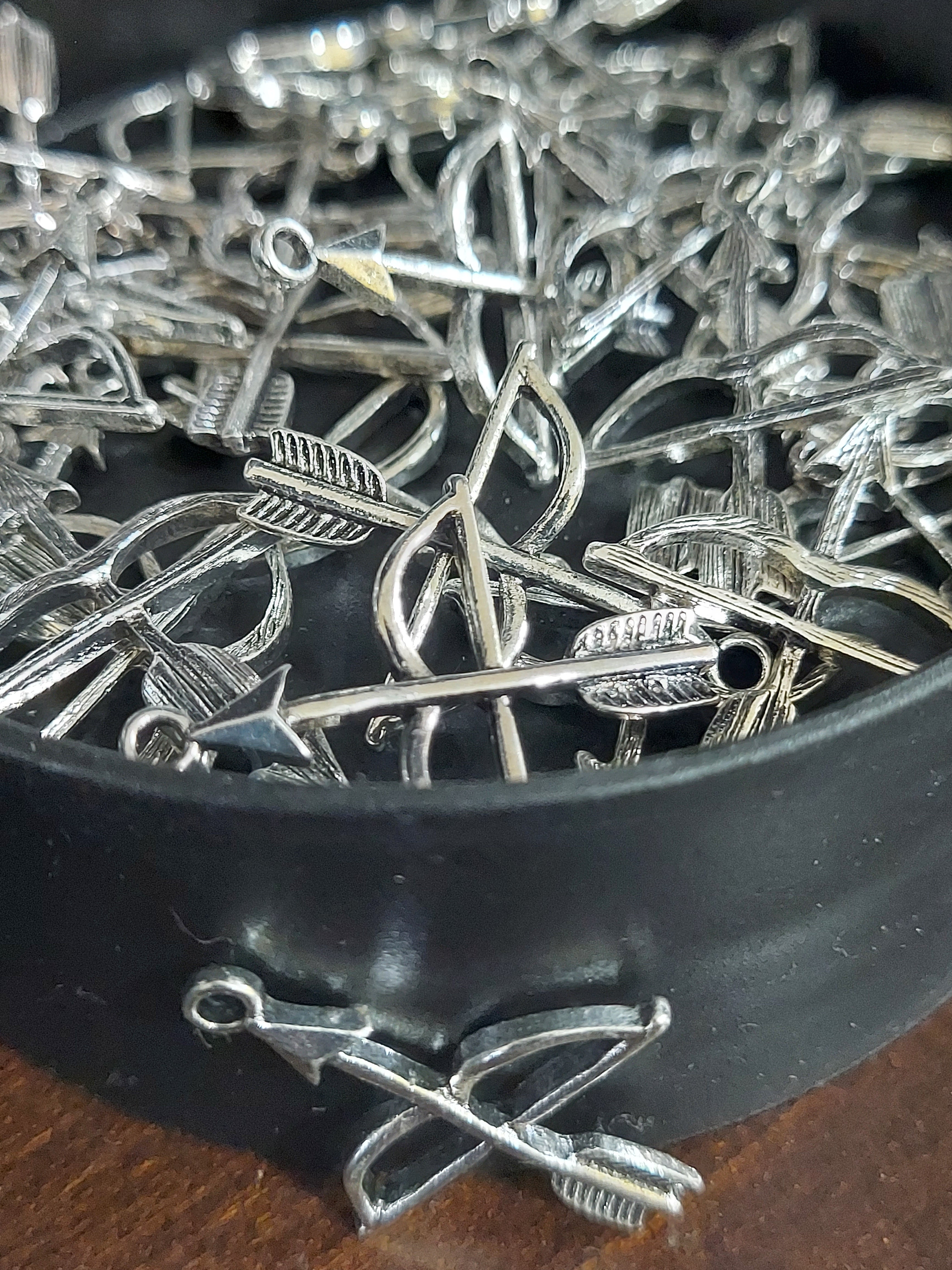 Silver-tone Bow and Arrow Charms