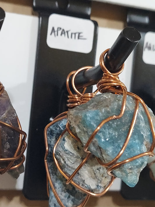 Raw Apatite Pendant on Necklace Rope